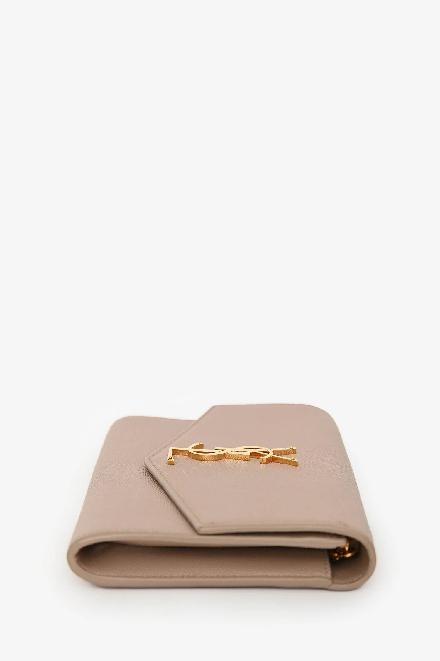 Saint Laurent 2021 Beige Grain De Poudre Leather Uptown Chain Wallet - Image 4