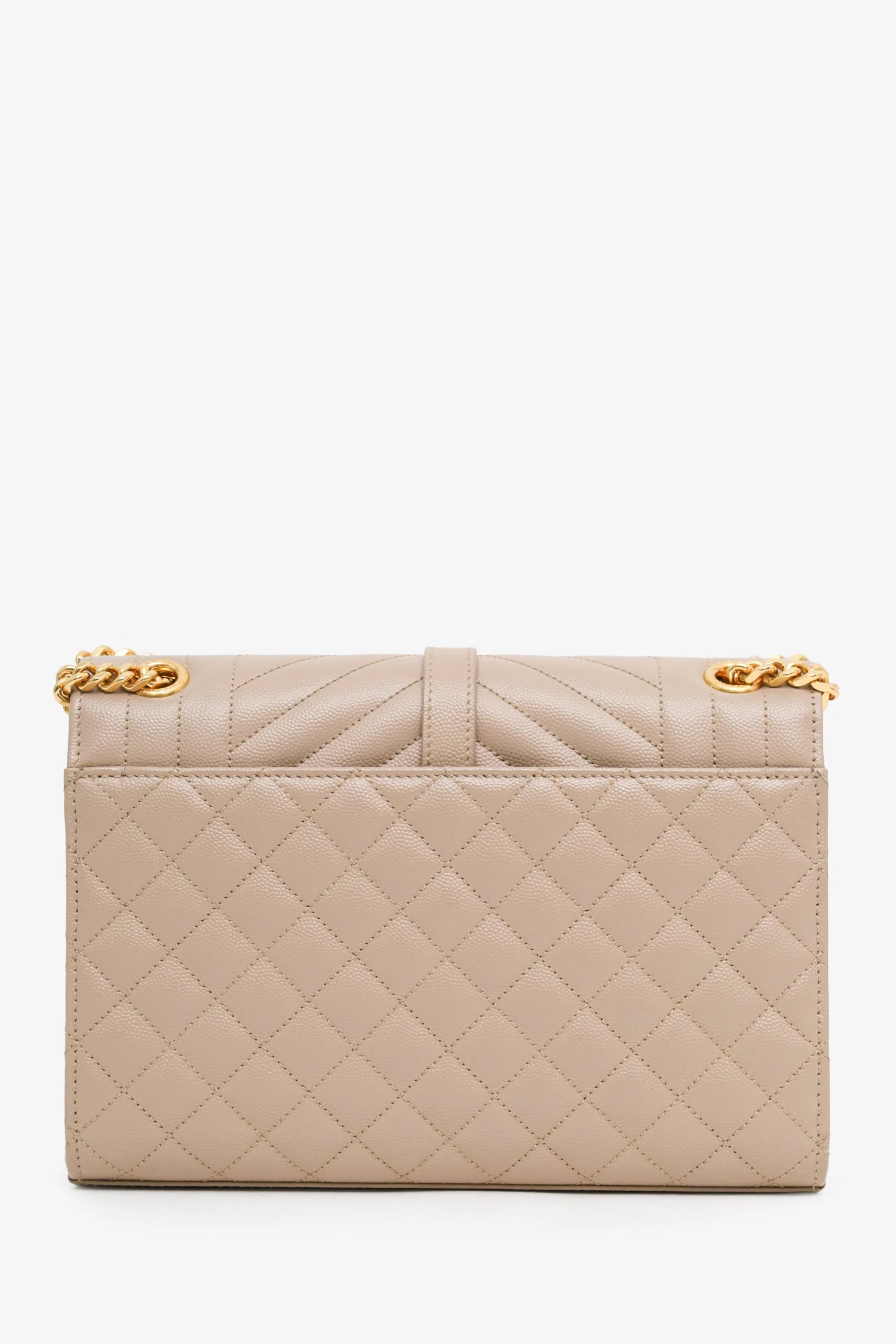 Saint Laurent Beige Grained Leather Small Envelope Bag - Image 2