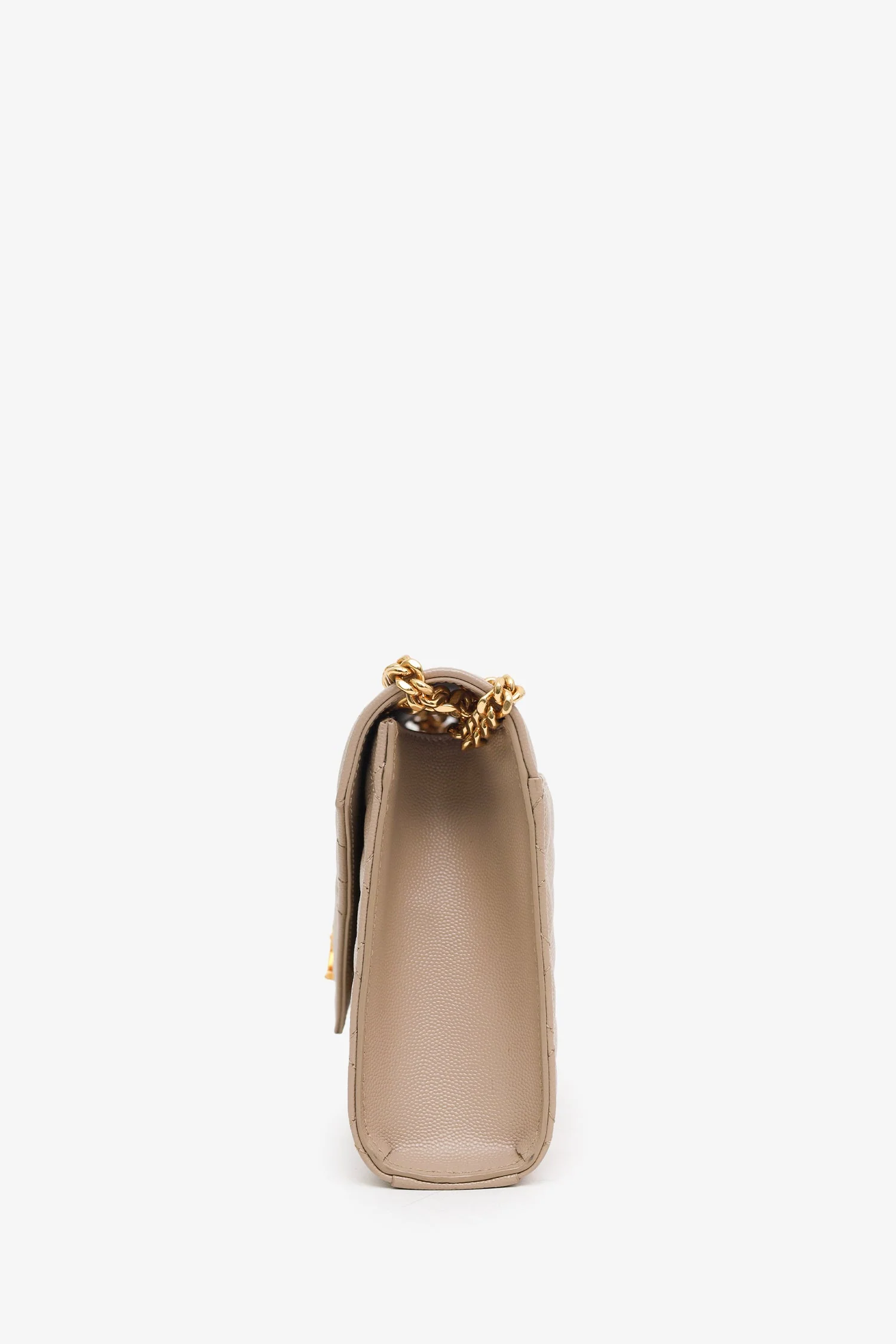 Saint Laurent Beige Grained Leather Small Envelope Bag - Image 4