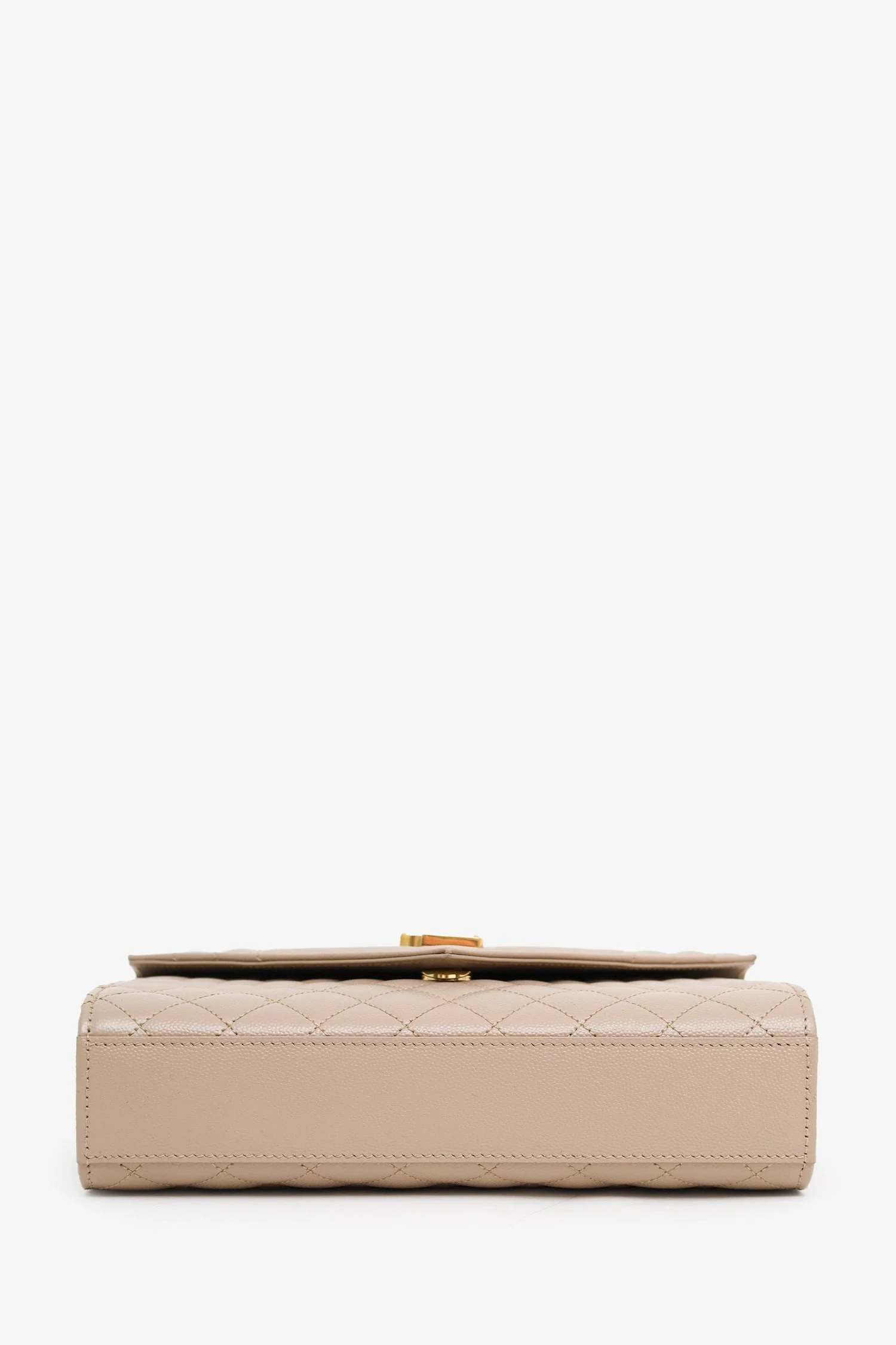 Saint Laurent Beige Grained Leather Small Envelope Bag - Image 5