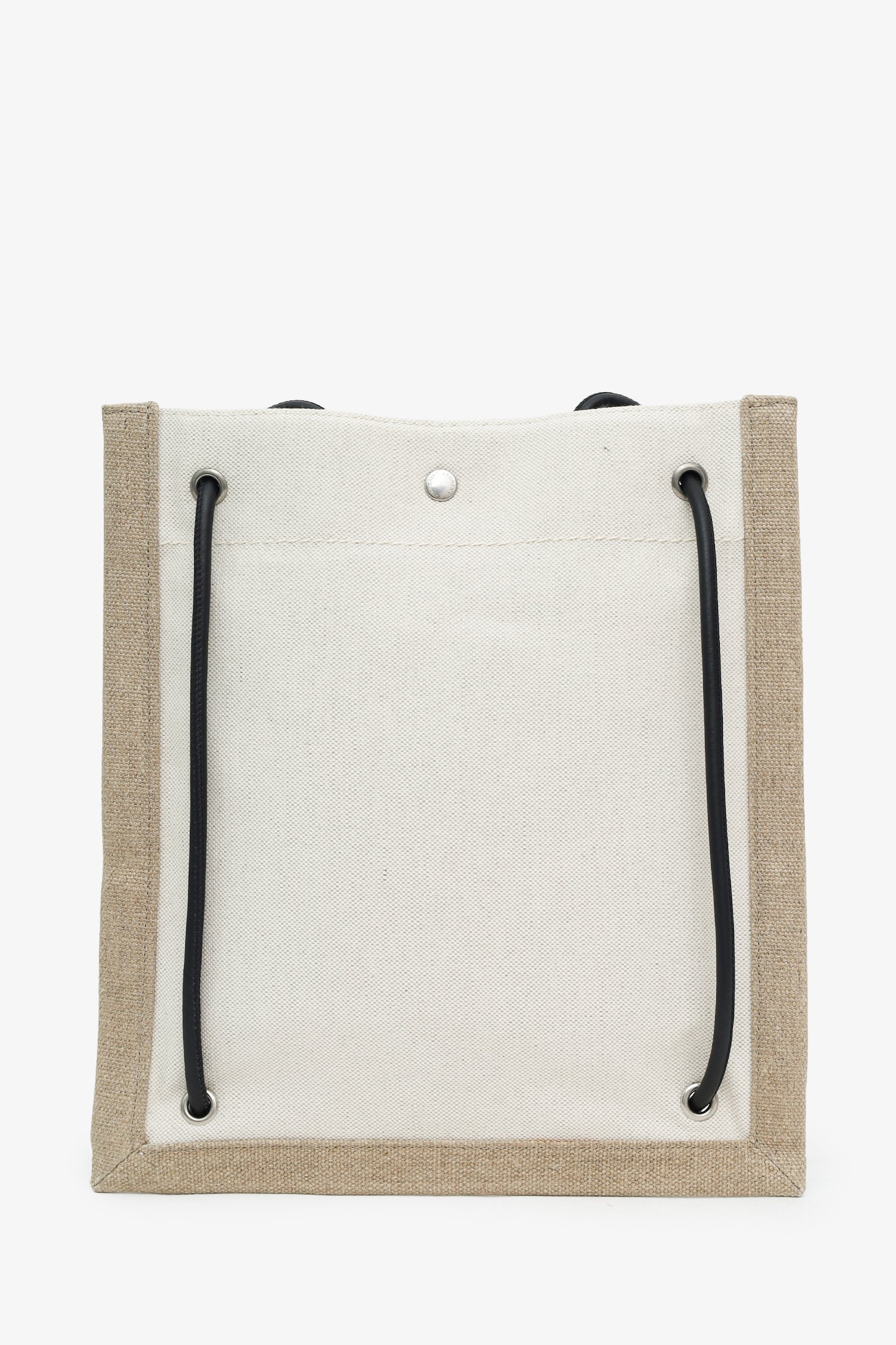 Saint Laurent Beige Linen Calfskin Rive Gauche Drawstring Backpack - Image 2