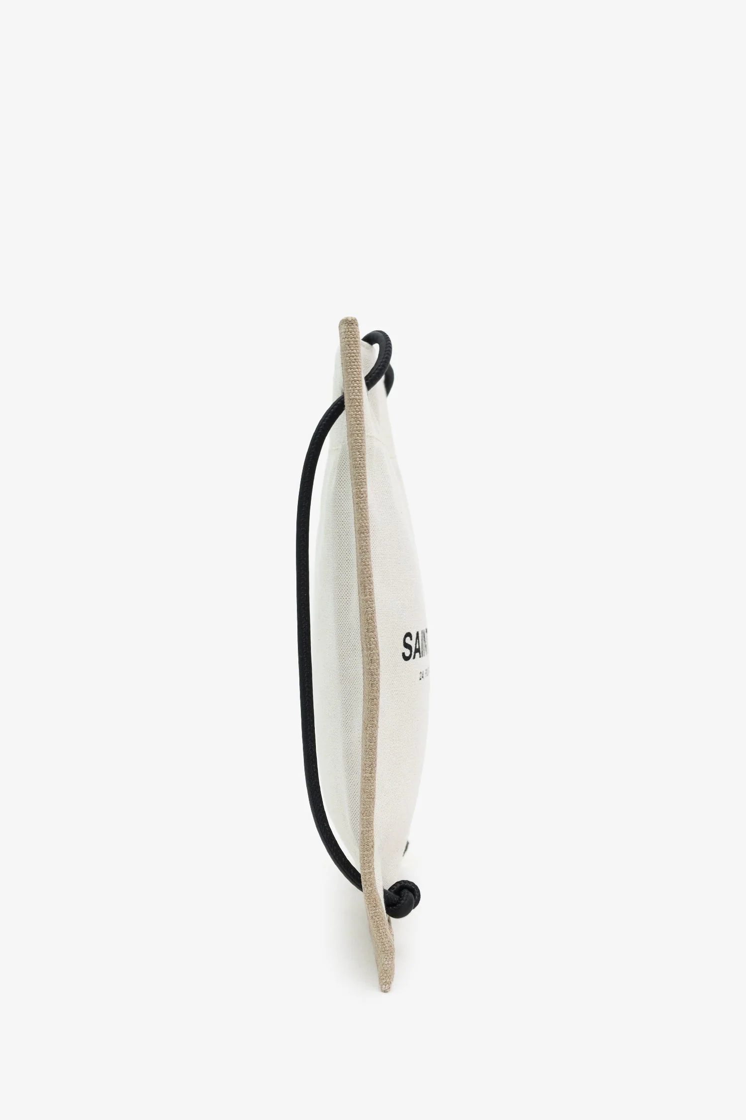 Saint Laurent Beige Linen Calfskin Rive Gauche Drawstring Backpack - Image 3