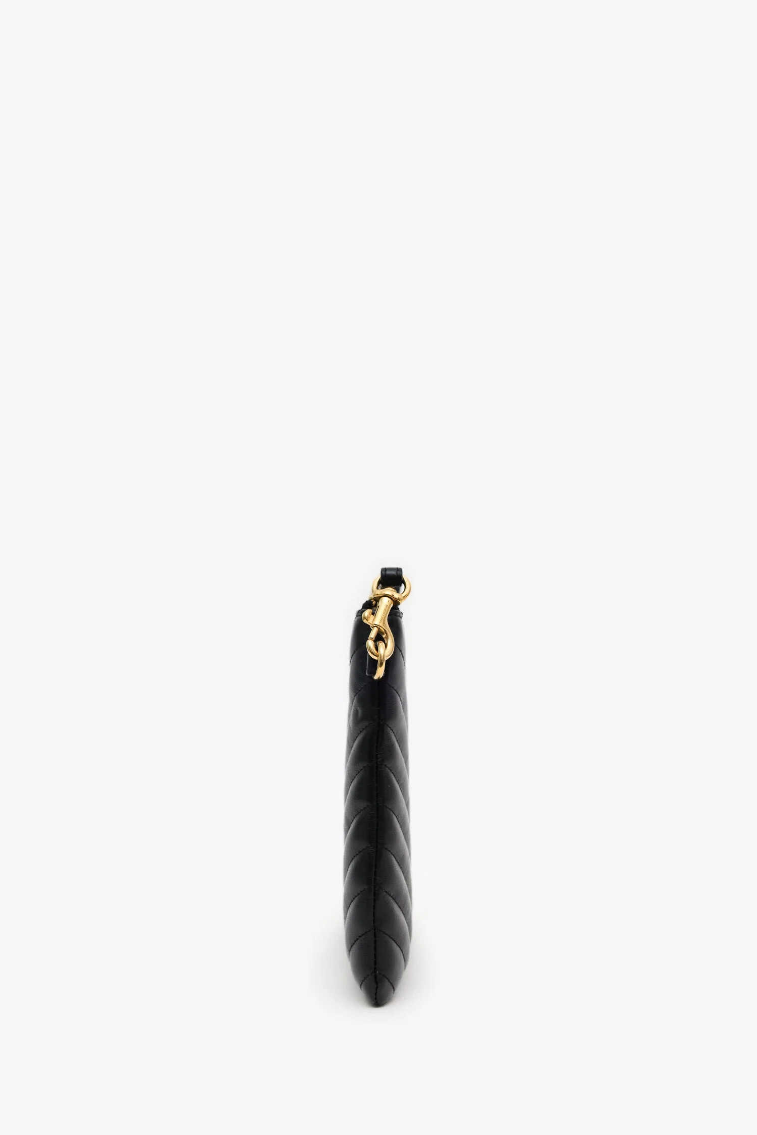 Saint Laurent Black Calfskin Matelasse Chevron Small Monogram A5 Wristlet - Image 3