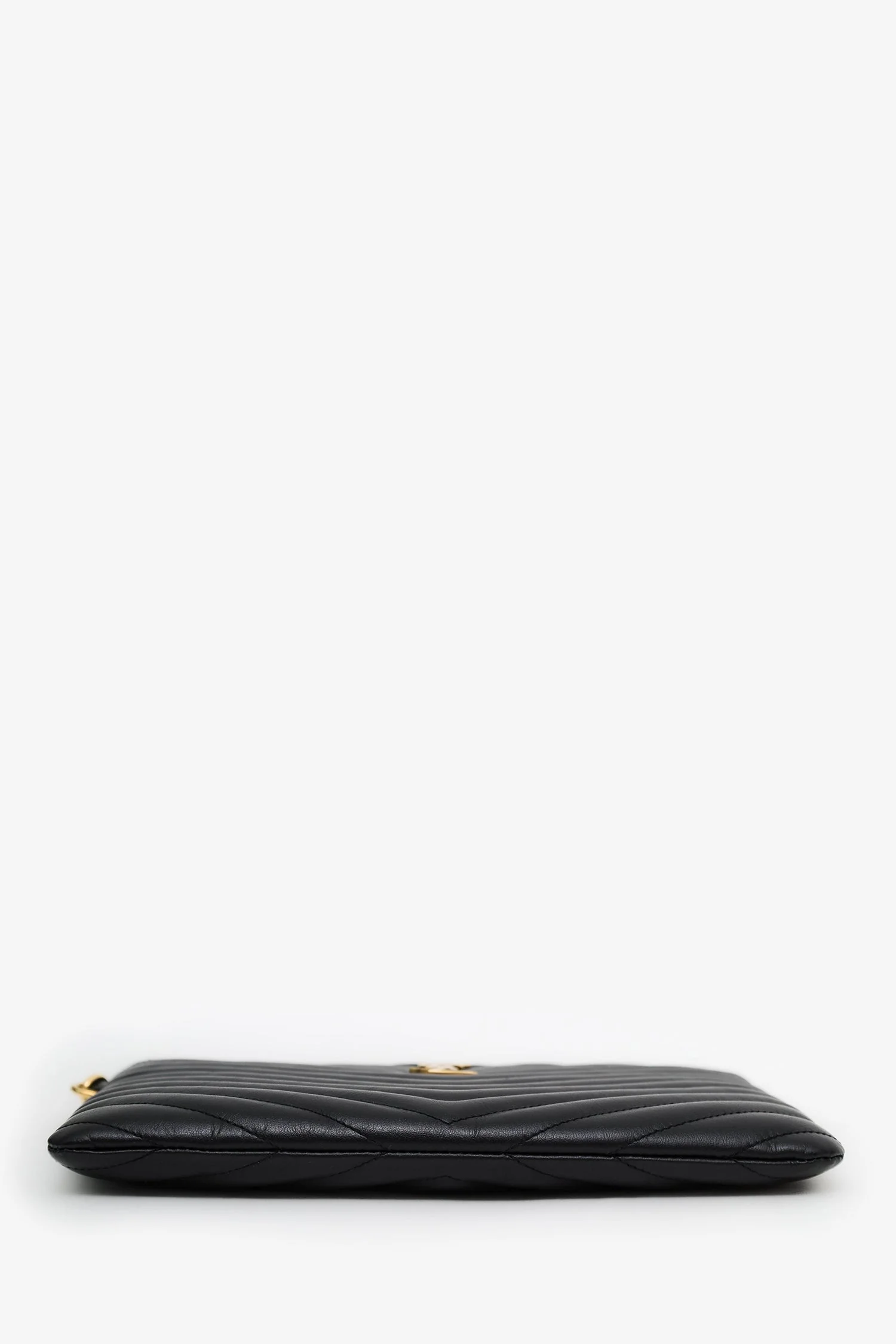 Saint Laurent Black Calfskin Matelasse Chevron Small Monogram A5 Wristlet - Image 5