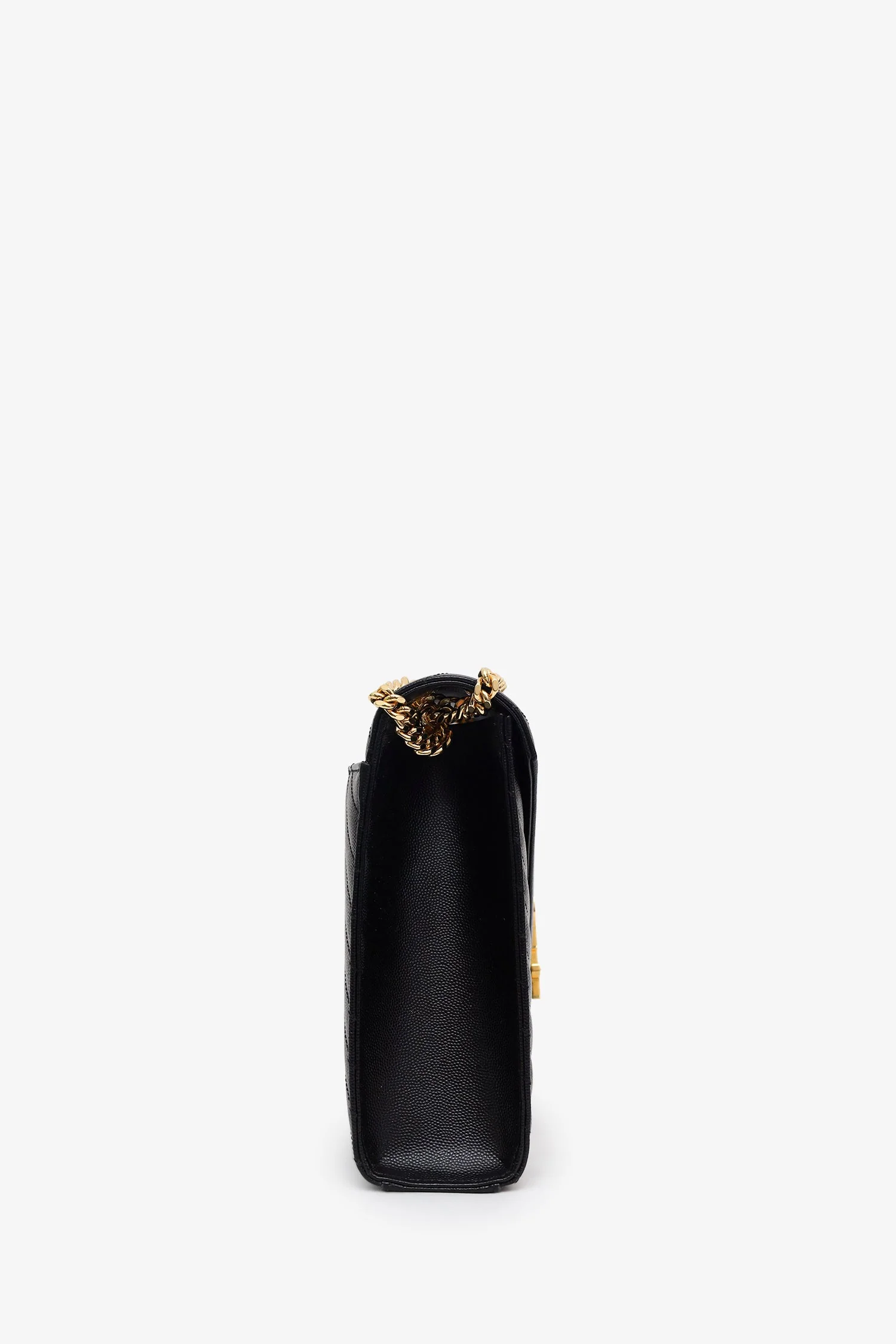 Saint Laurent Black Chevron Grained Leather Large Envelope Bag - Image 3