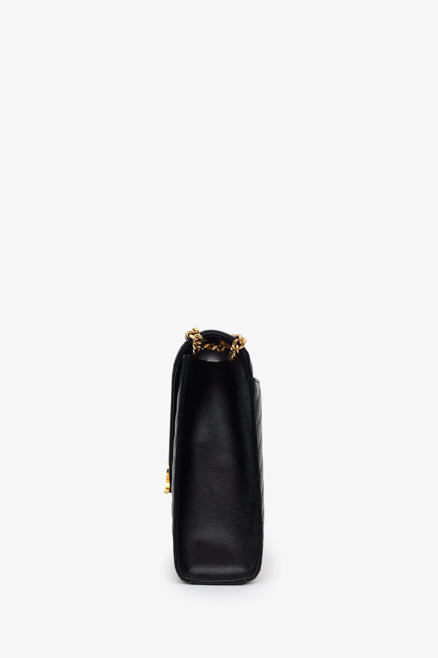 Saint Laurent Black Chevron Grained Leather Large Envelope Bag - Image 4
