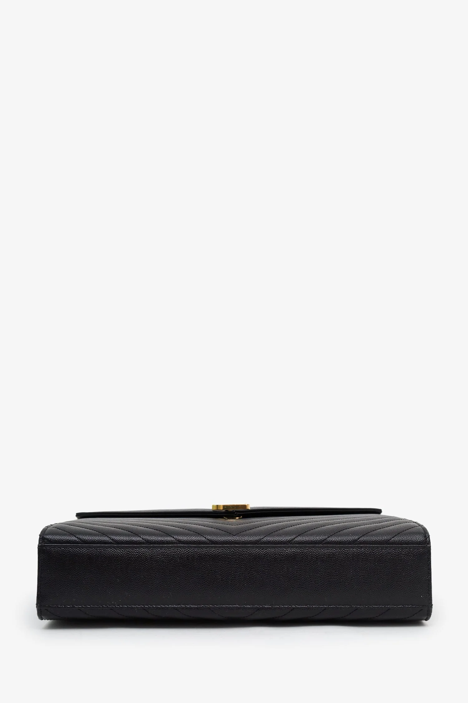 Saint Laurent Black Chevron Grained Leather Large Envelope Bag - Image 5
