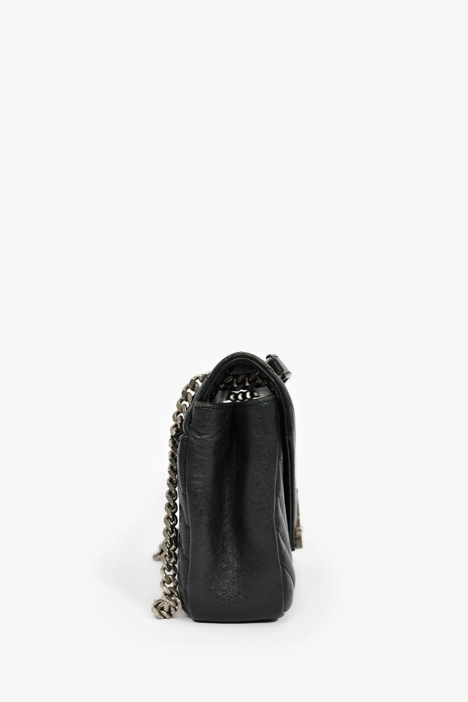 Saint Laurent Black Chevron Leather College Bag - Image 2