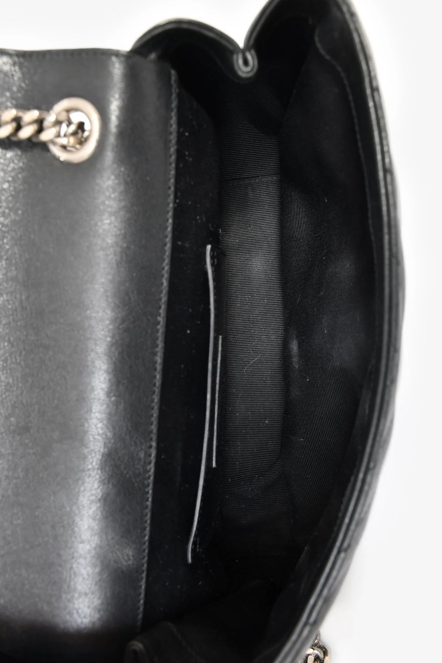 Saint Laurent Black Chevron Leather College Bag - Image 5