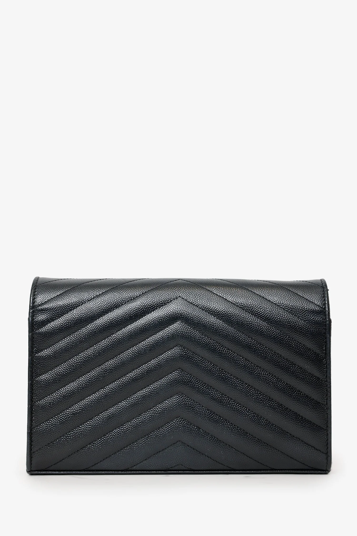 Saint Laurent Black Chevron Leather Envelope Wallet On Chain - Image 3