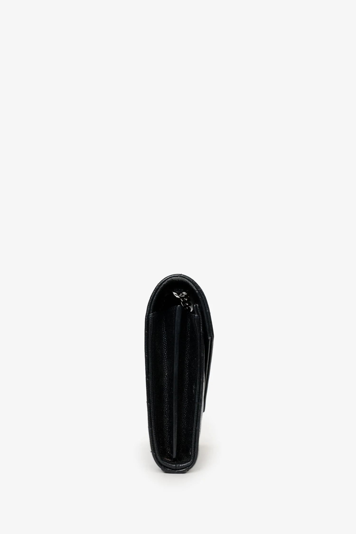 Saint Laurent Black Chevron Leather Envelope Wallet On Chain - Image 4