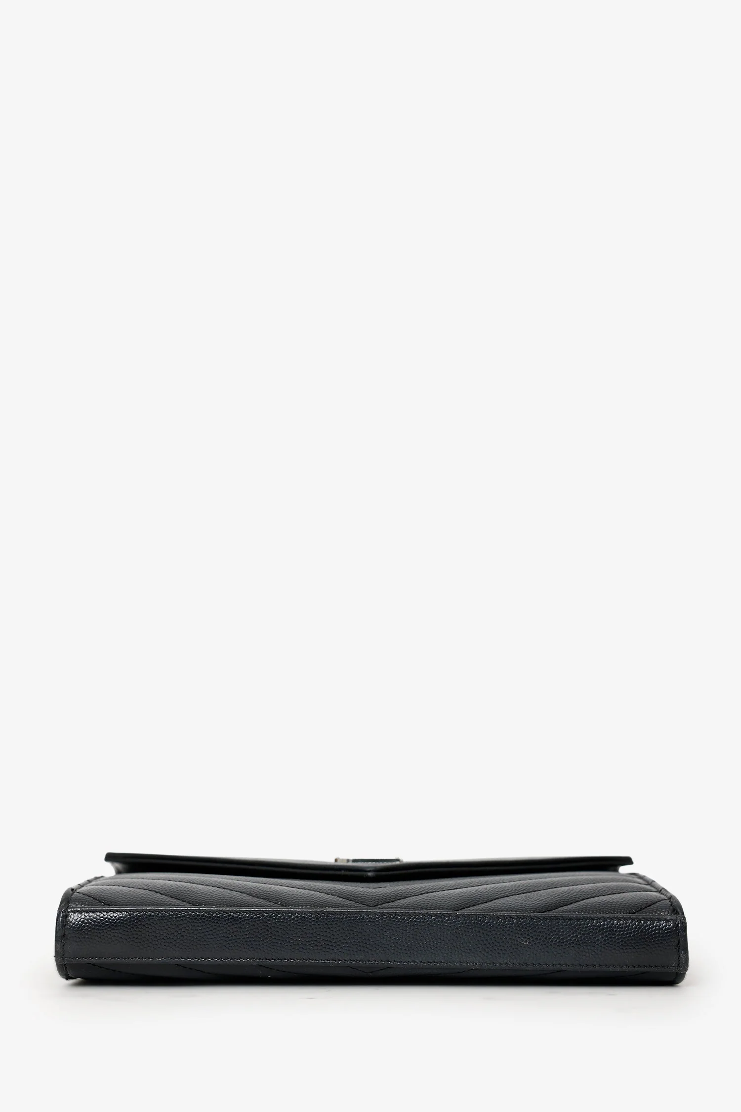 Saint Laurent Black Chevron Leather Envelope Wallet On Chain - Image 5