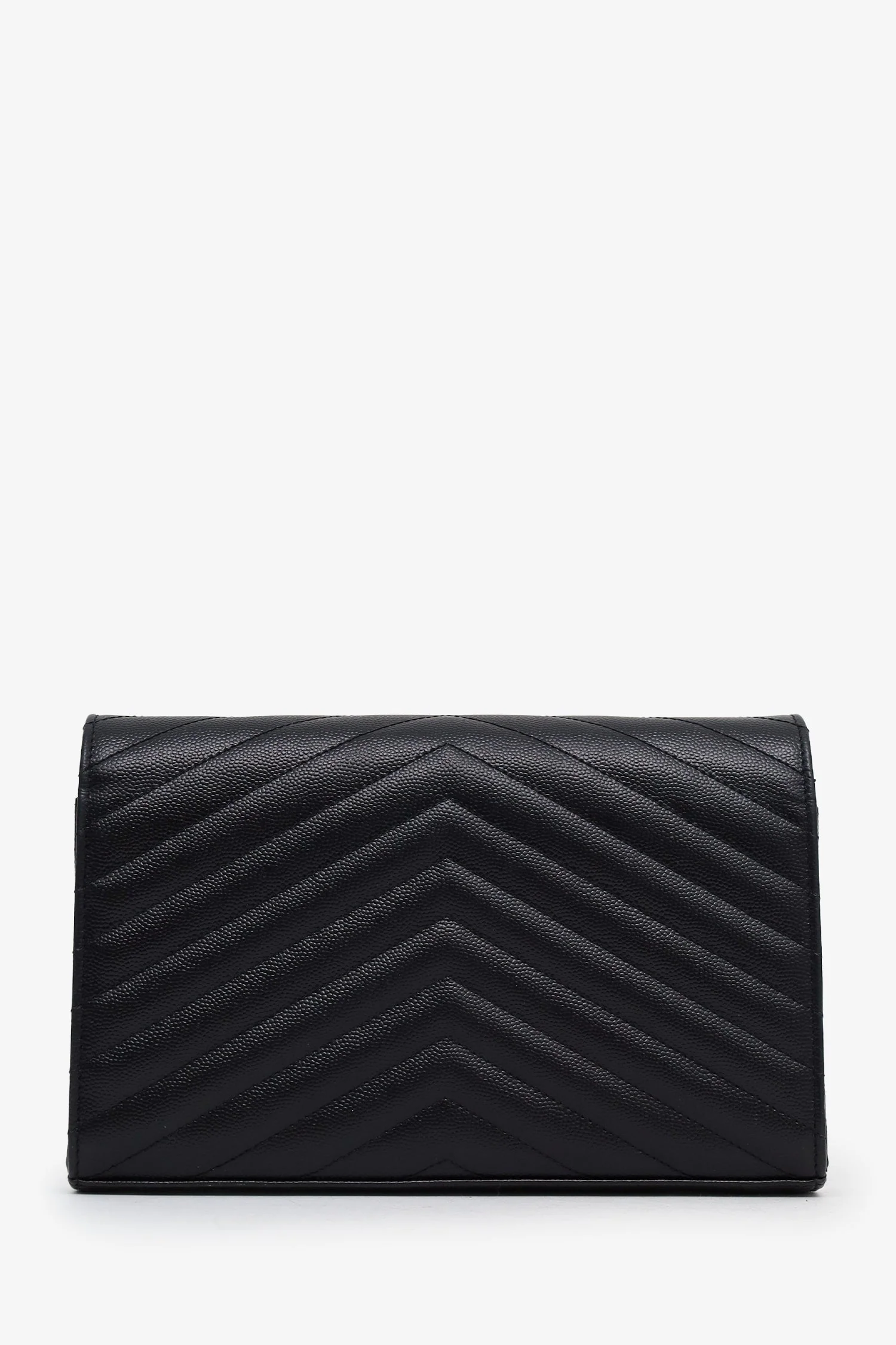 Saint Laurent Black Chevron Leather Envelope Wallet On Chain - Image 2