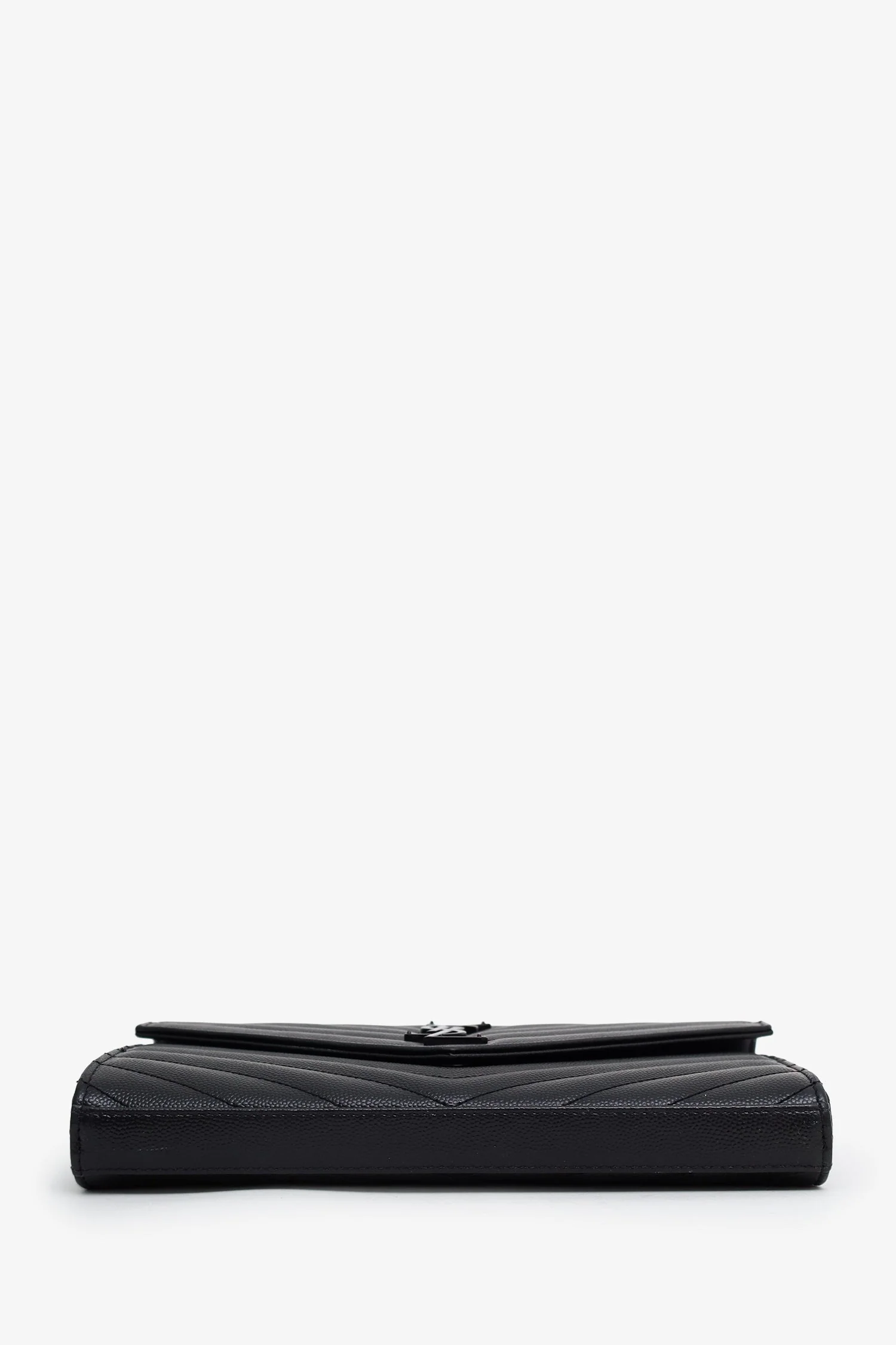 Saint Laurent Black Chevron Leather Envelope Wallet On Chain - Image 5