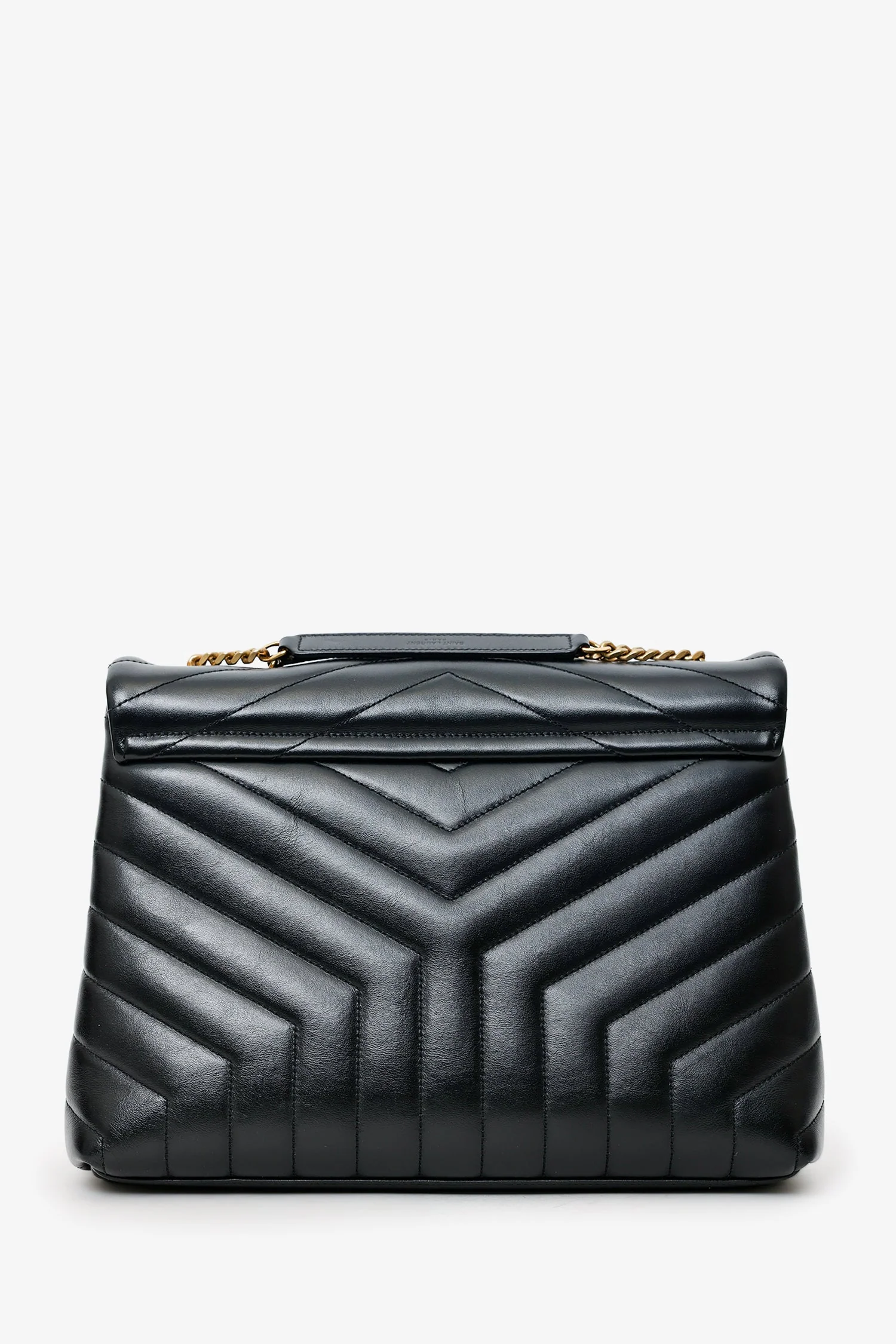 Saint Laurent Black Chevron Leather Medium Loulou Bag - Image 2