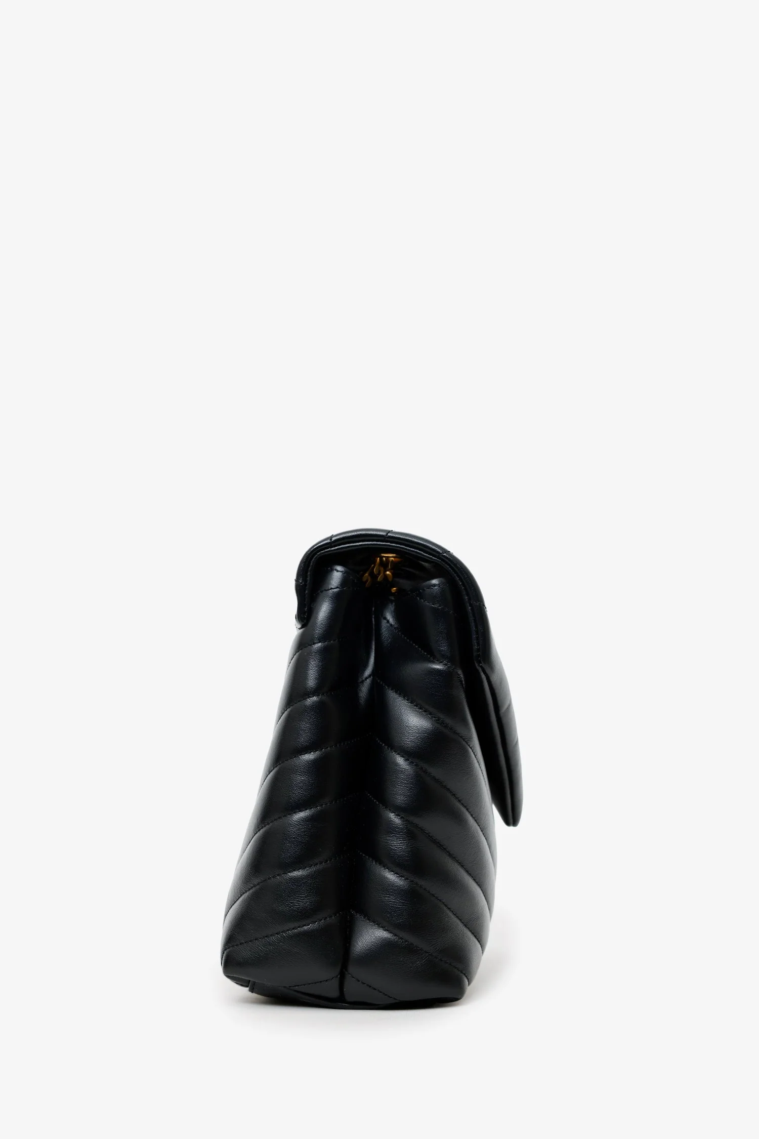 Saint Laurent Black Chevron Leather Medium Loulou Bag - Image 3