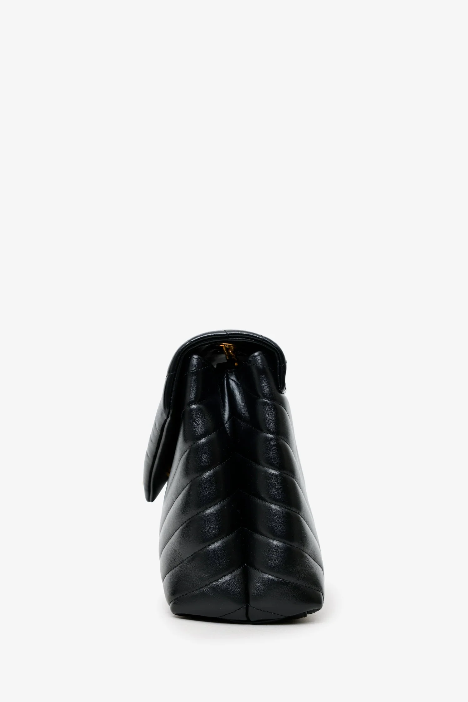 Saint Laurent Black Chevron Leather Medium Loulou Bag - Image 4