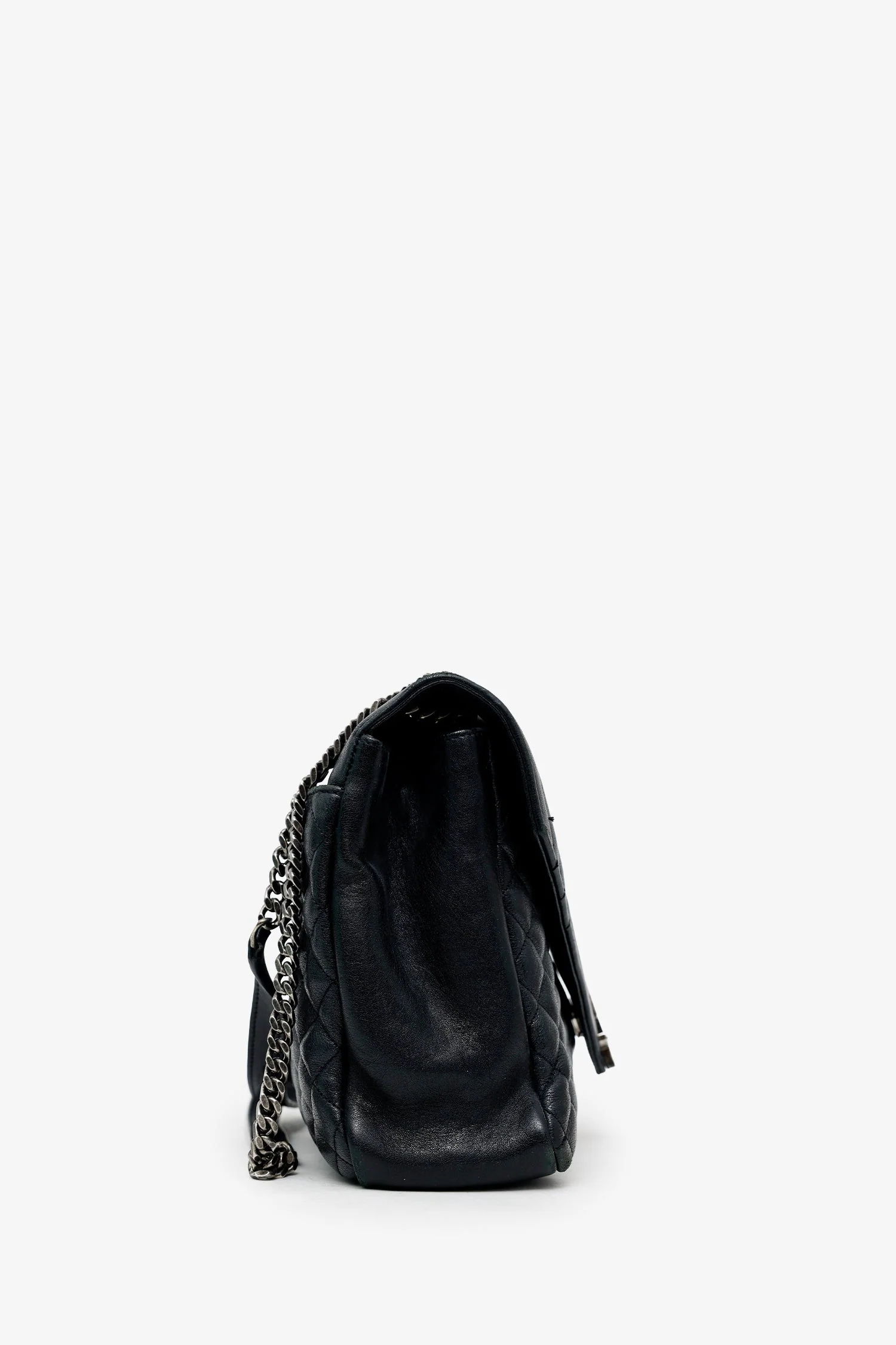 Saint Laurent Black Chevron Tri-Quilted Leather Monogram Large College Bag - Image 3