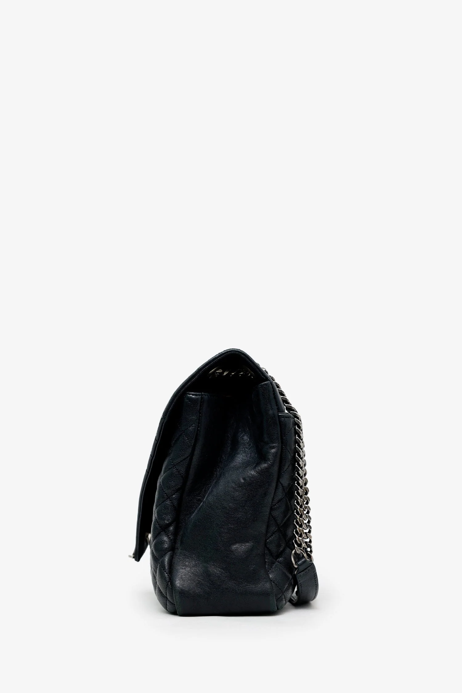 Saint Laurent Black Chevron Tri-Quilted Leather Monogram Large College Bag - Image 4