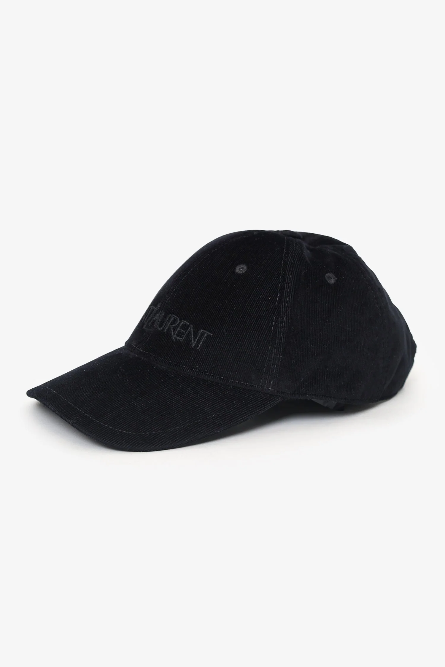 Saint Laurent Black Corduroy Logo Hat - Image 2