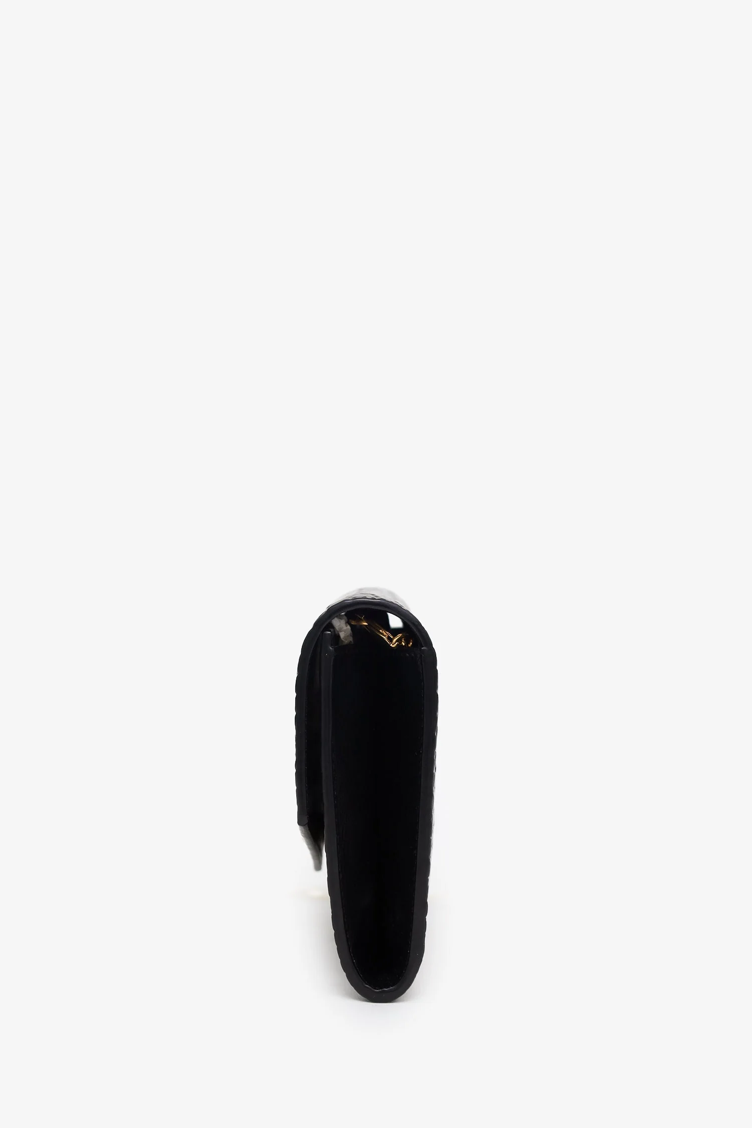 Saint Laurent Black Croc Embossed Leather Uptown Chain Wallet With Insert - Image 4