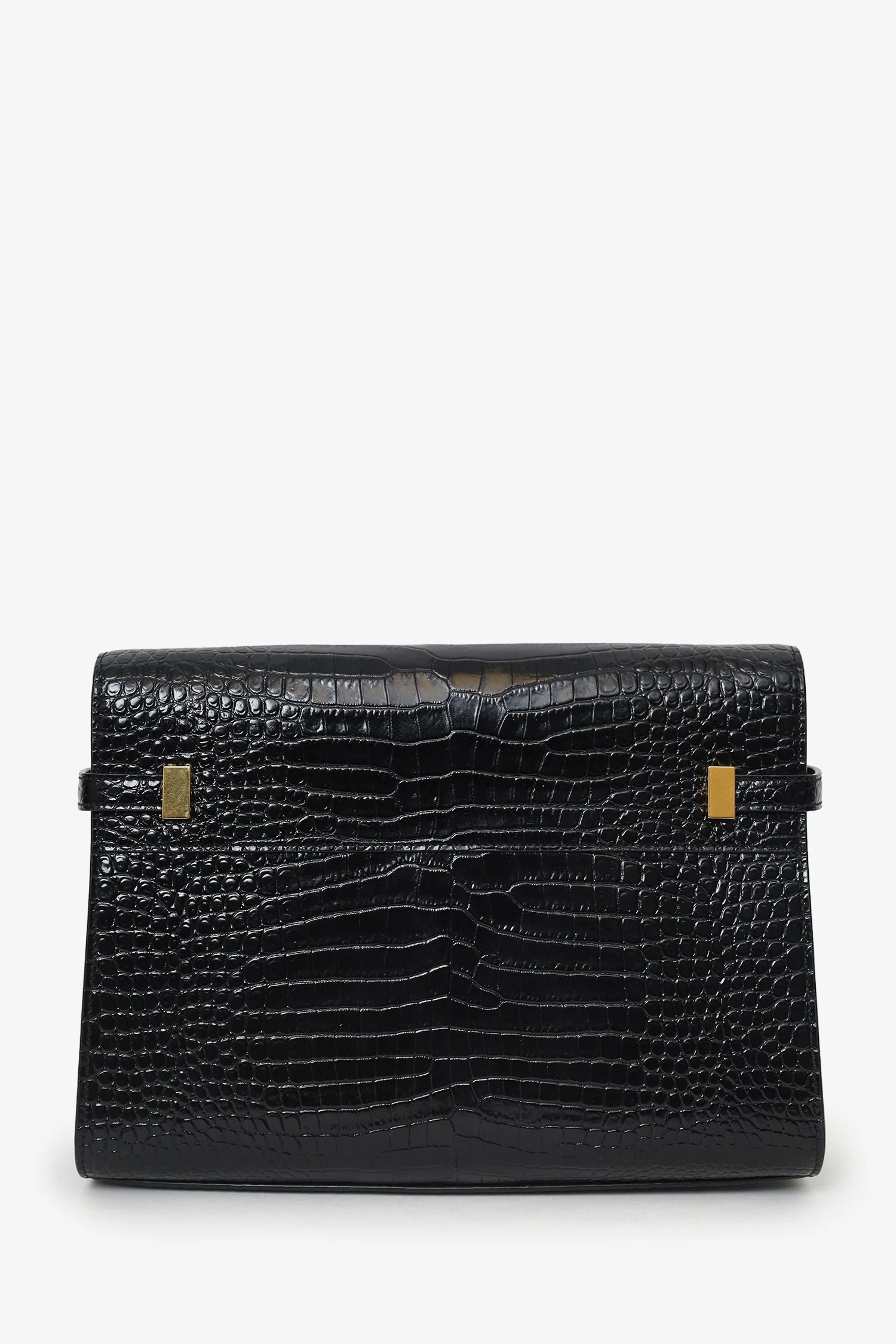 Saint Laurent Black Croc Embossed Manhattan Shoulder Bag - Image 2
