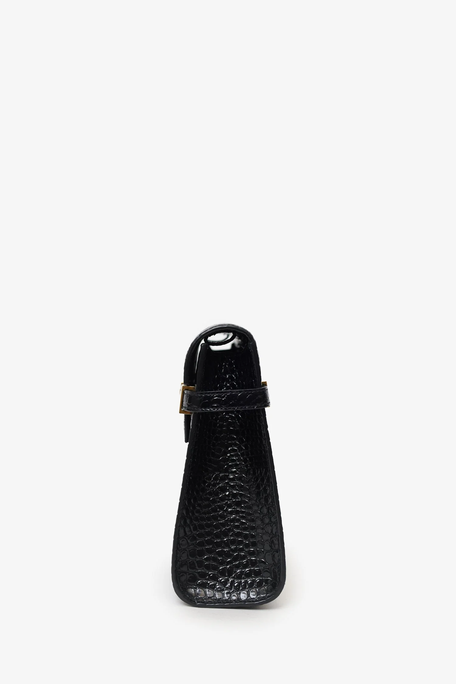 Saint Laurent Black Croc Embossed Manhattan Shoulder Bag - Image 4