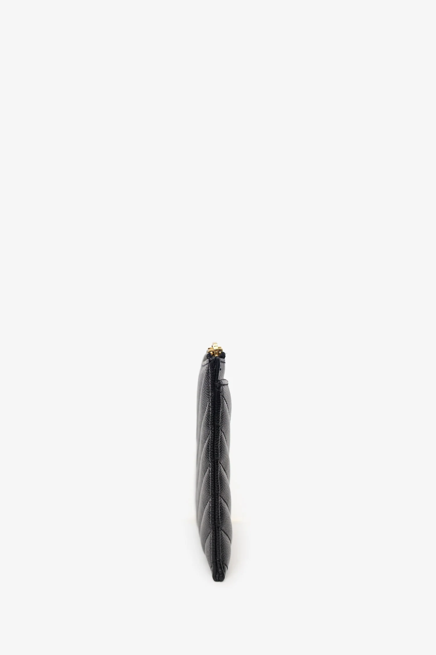 Saint Laurent Black Grained Leather Matelasse YSL Monogram Small Zip Top Bill Pouch - Image 3
