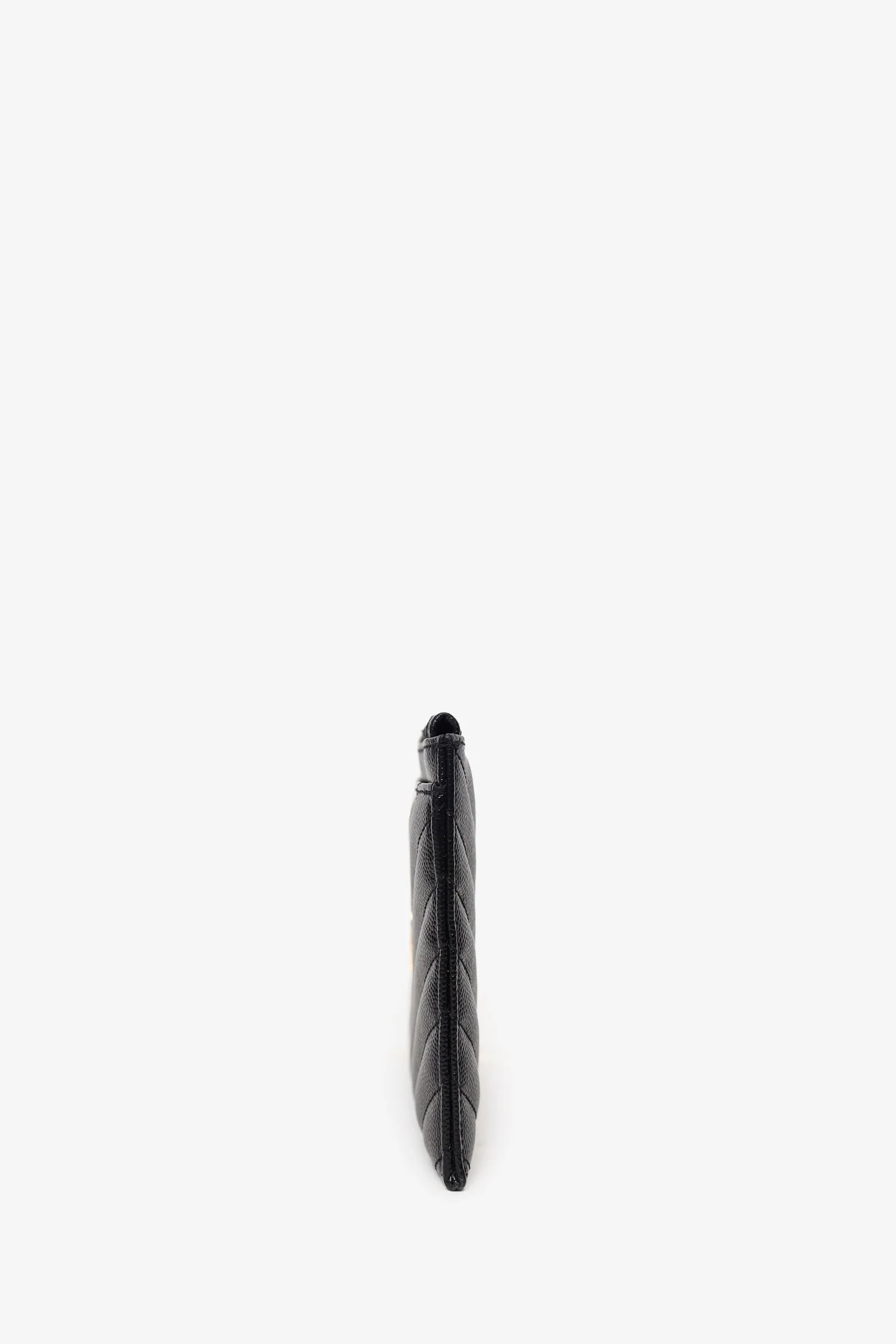 Saint Laurent Black Grained Leather Matelasse YSL Monogram Small Zip Top Bill Pouch - Image 4