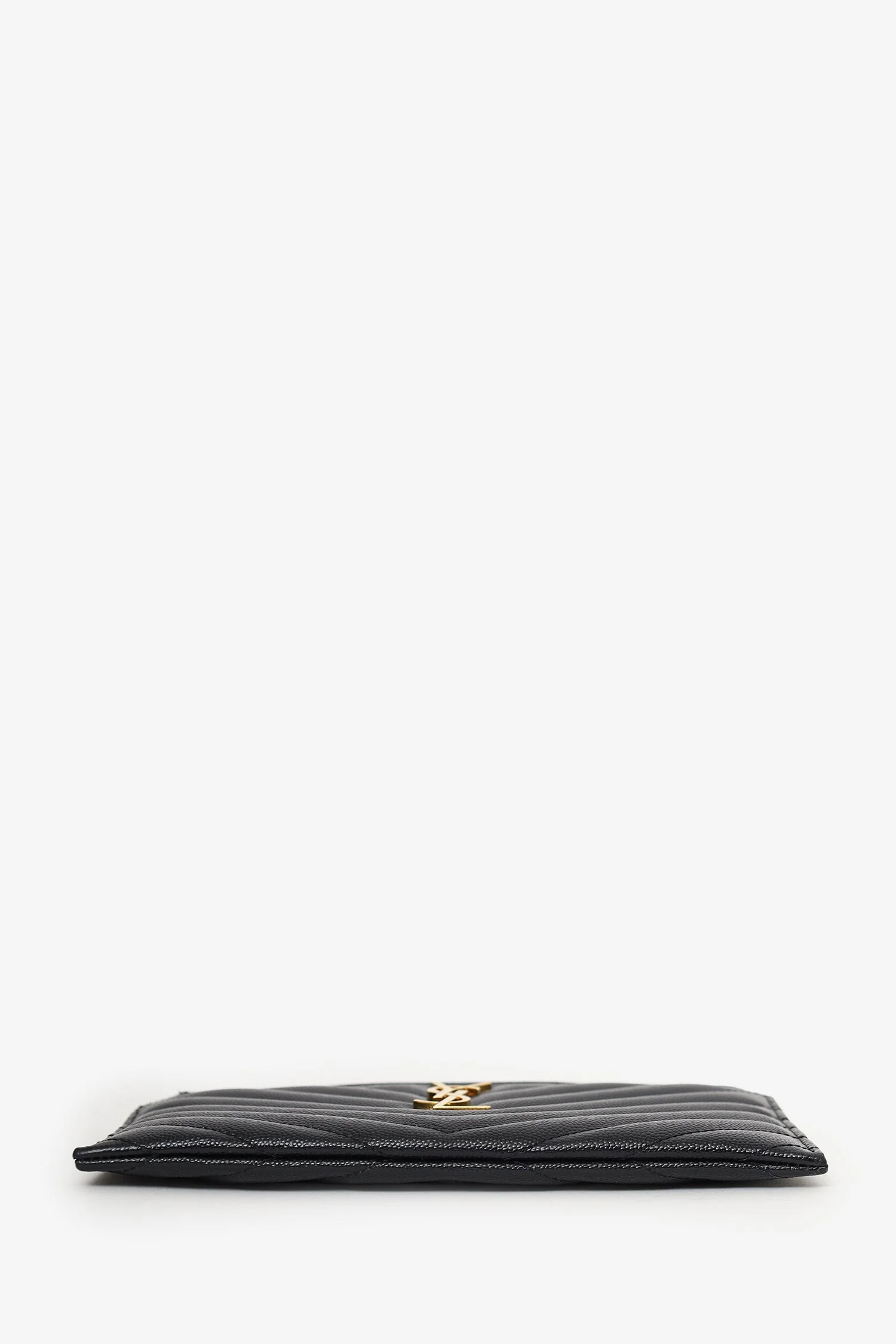 Saint Laurent Black Grained Leather Matelasse YSL Monogram Small Zip Top Bill Pouch - Image 5