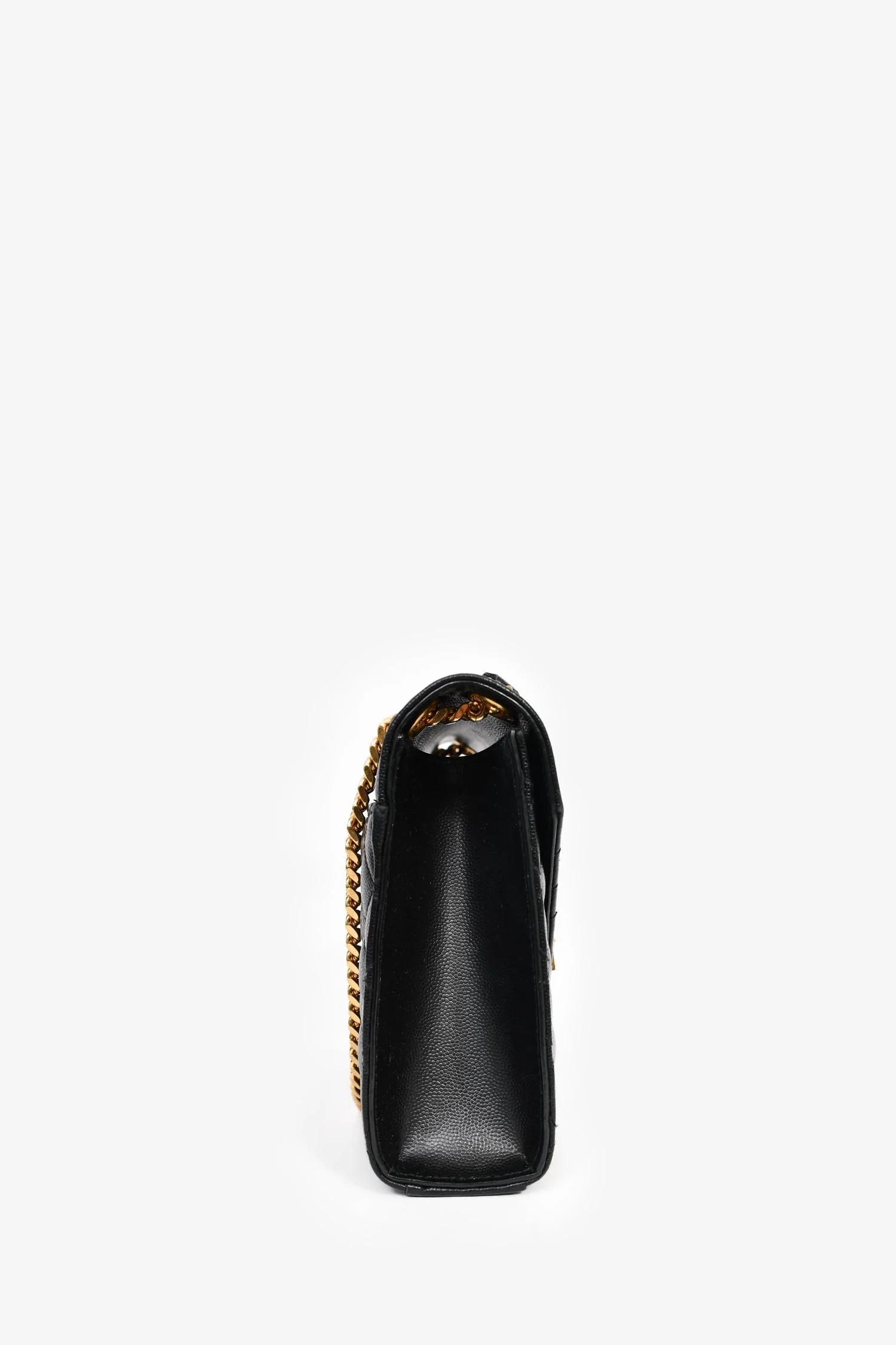 Saint Laurent Black Grained Leather Tri-Quilted Envelope Chain Medium Shoulder Bag - Image 3