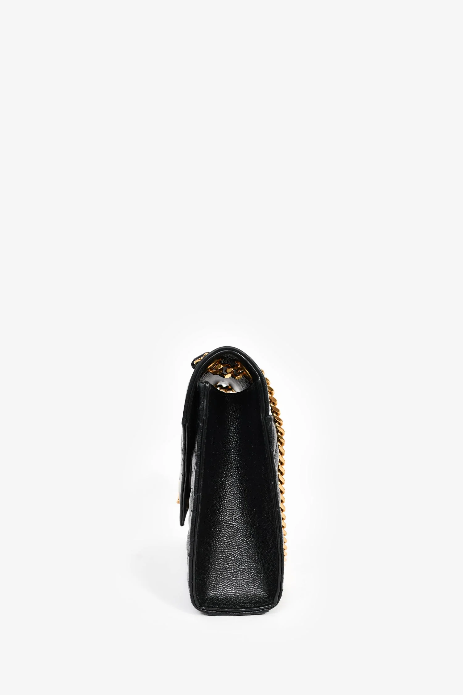 Saint Laurent Black Grained Leather Tri-Quilted Envelope Chain Medium Shoulder Bag - Image 4
