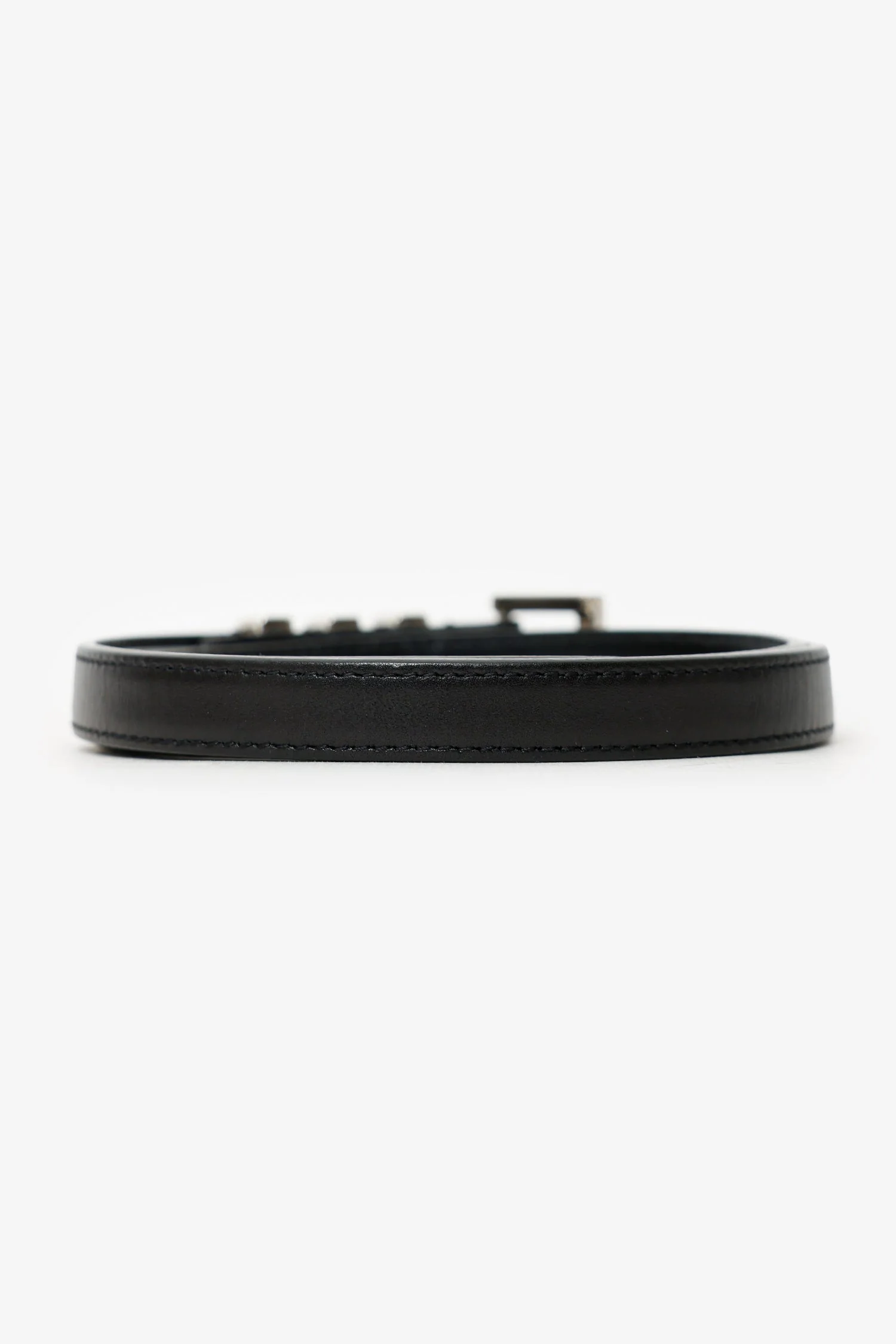 Saint Laurent Black Leather 3 Passant Thin Belt - Image 3