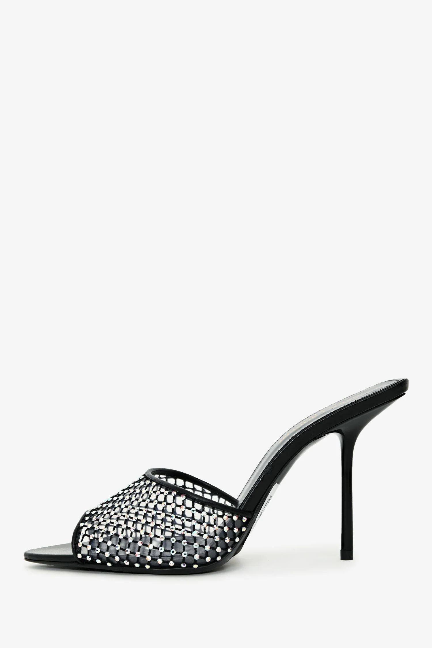 Saint Laurent Black Leather Crystal Embellished Mesh Mules Size 38.5 - Image 4