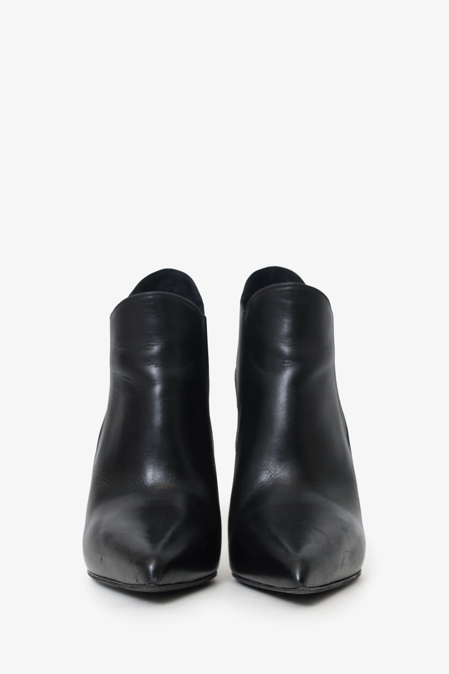 Saint Laurent Black Leather Heeled Booties Size 40 - Image 3