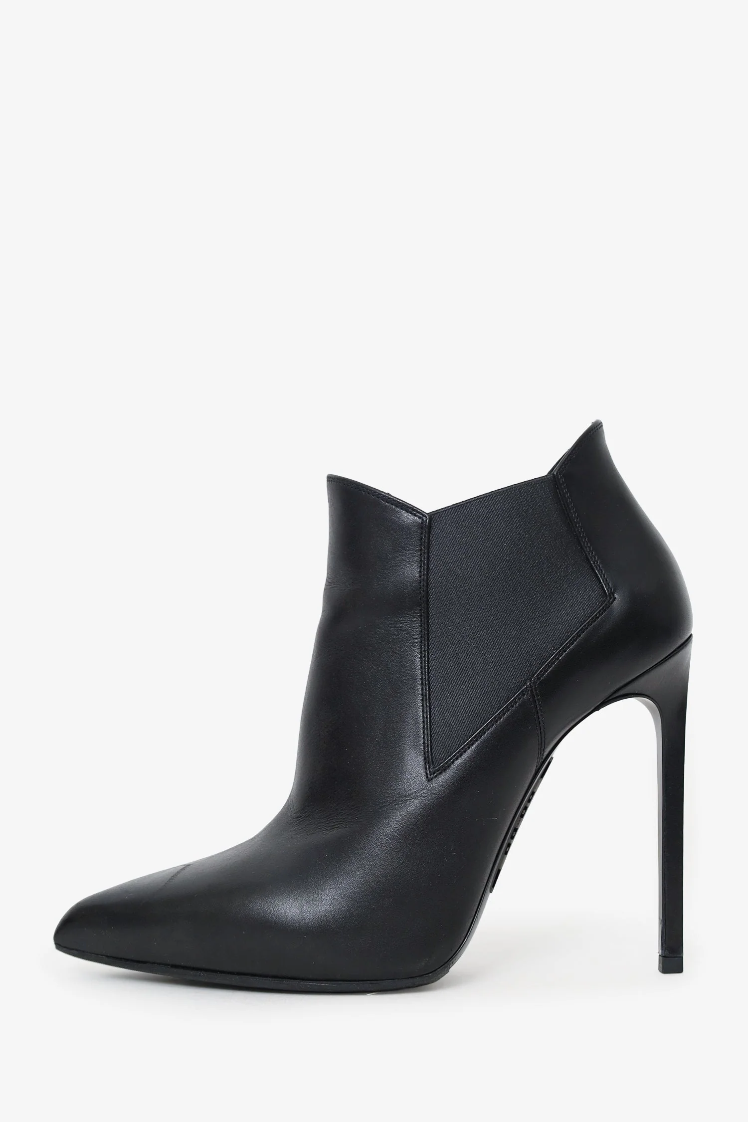 Saint Laurent Black Leather Heeled Booties Size 40 - Image 4