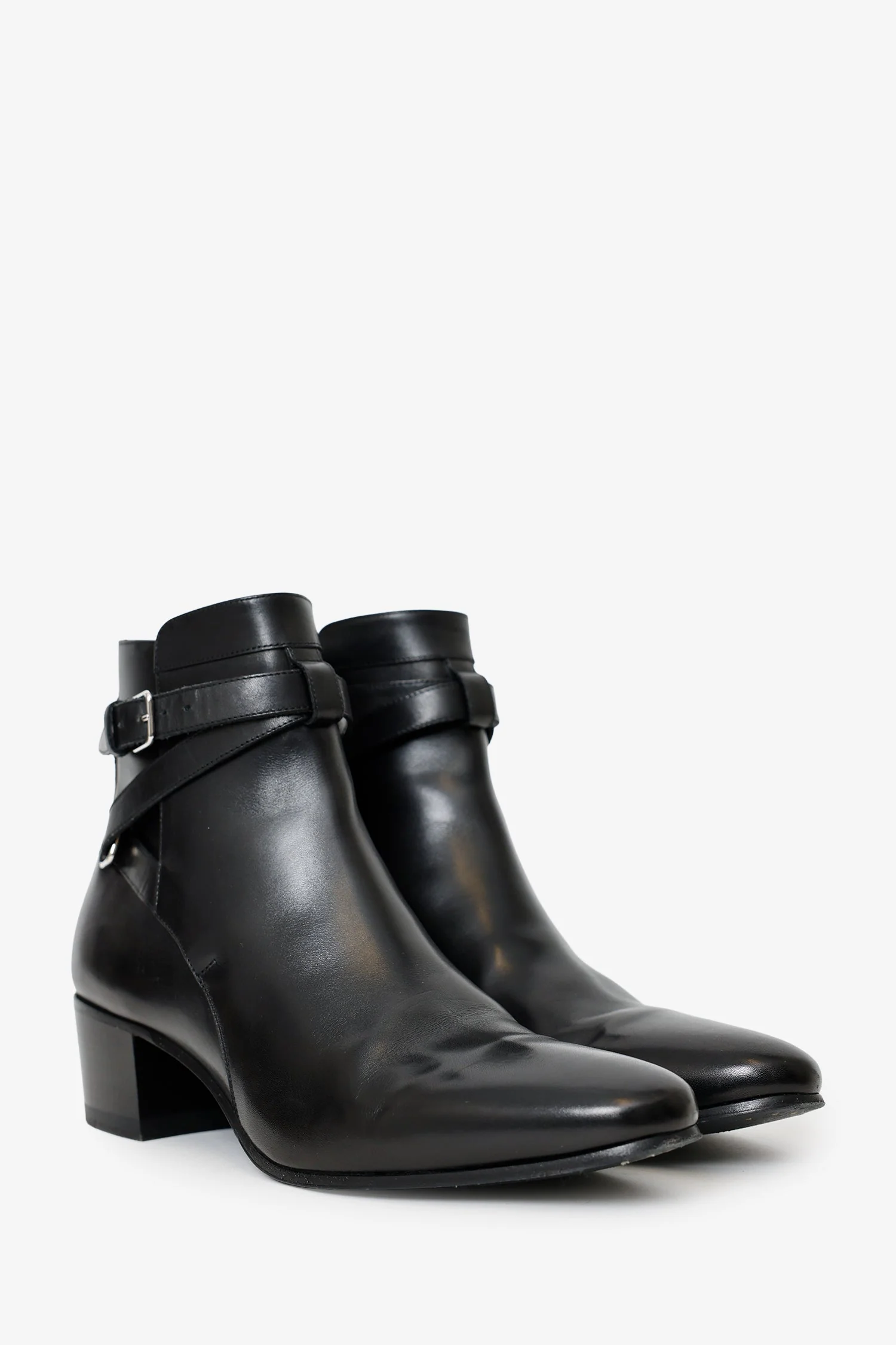 Saint Laurent Black Leather 'Jodhpur' Ankle Boots Size 40.5 - Image 2