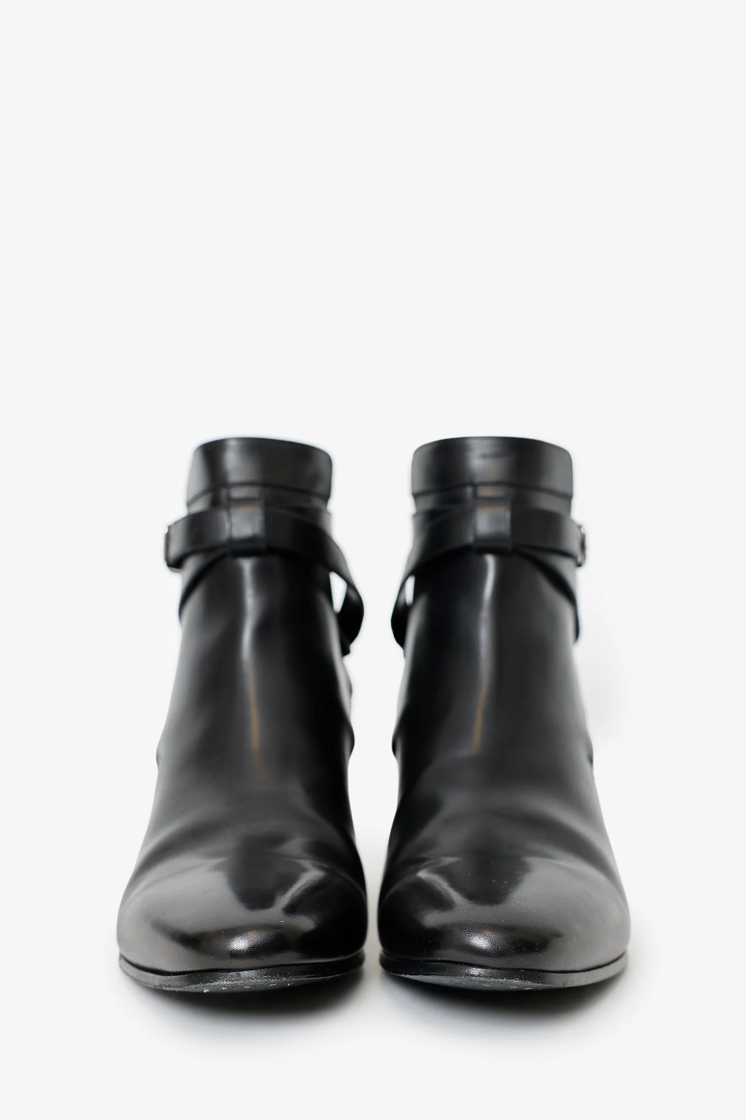 Saint Laurent Black Leather 'Jodhpur' Ankle Boots Size 40.5 - Image 3