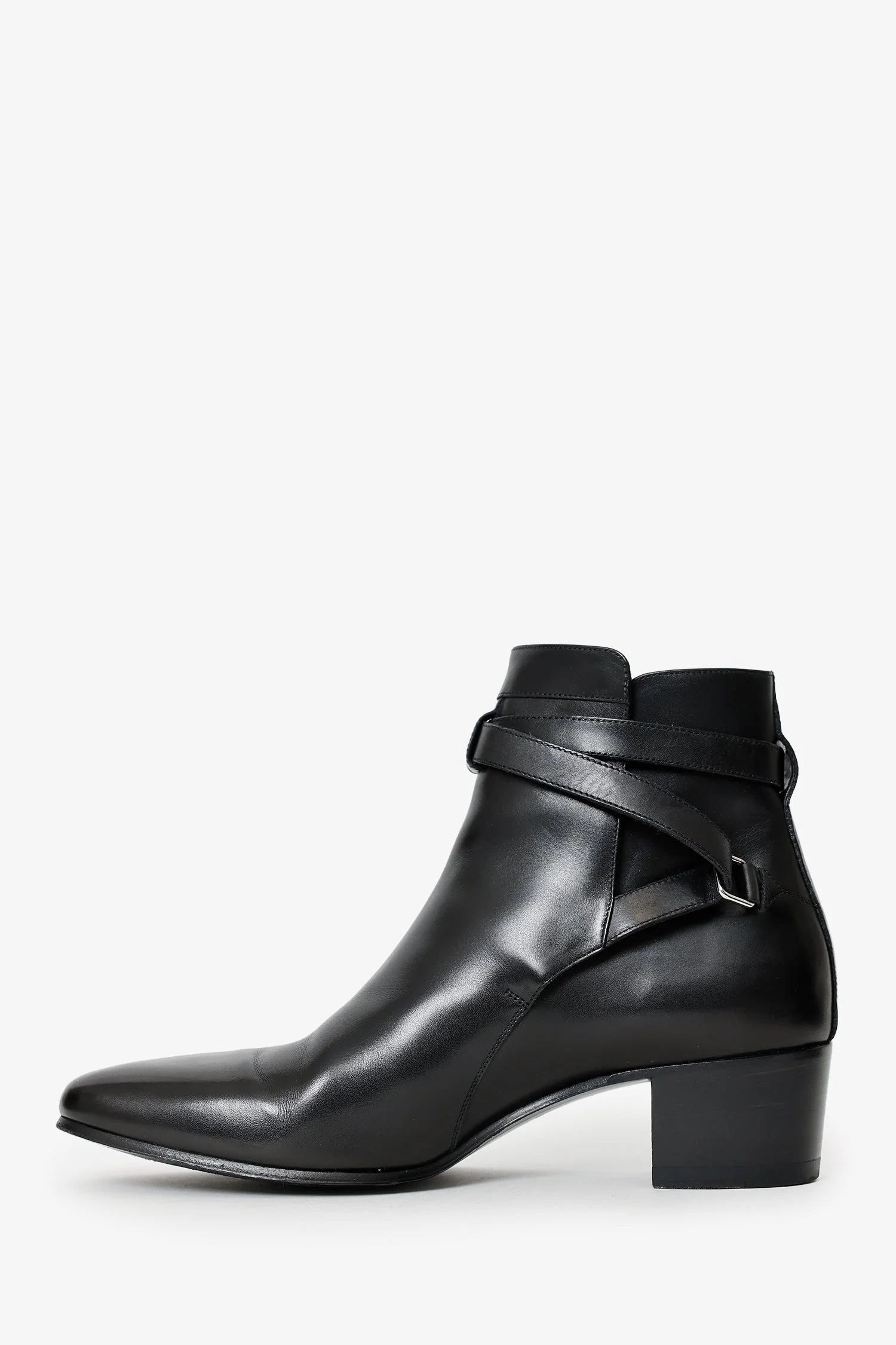 Saint Laurent Black Leather 'Jodhpur' Ankle Boots Size 40.5 - Image 4