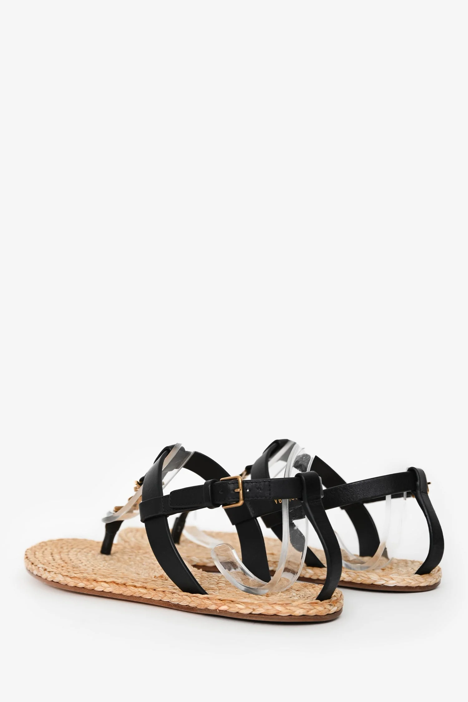 Saint Laurent Black Leather Logo Cassandra Espadrille Sandals Size 41 - Image 4
