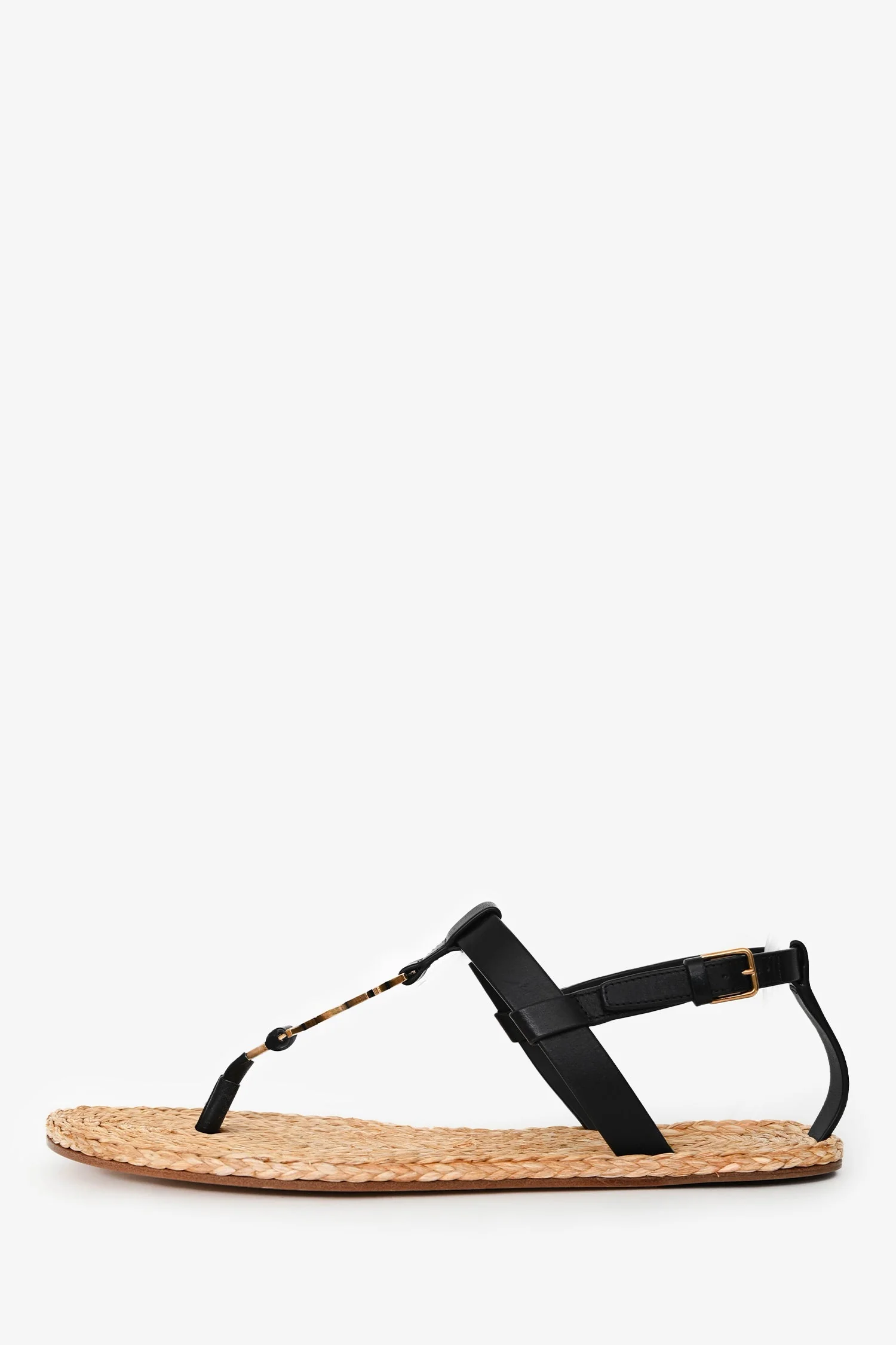 Saint Laurent Black Leather Logo Cassandra Espadrille Sandals Size 41 - Image 5