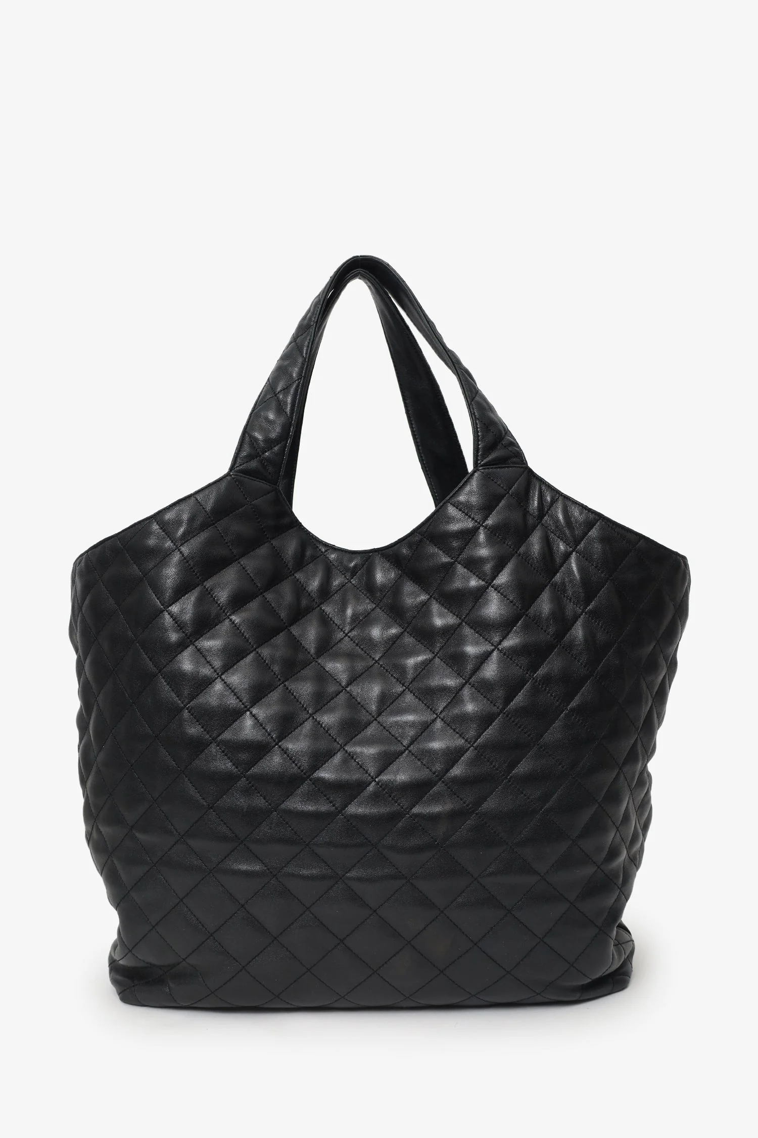 Saint Laurent Black Leather Quilted 'ICARE' Oversized Bag with Pouch - Image 3