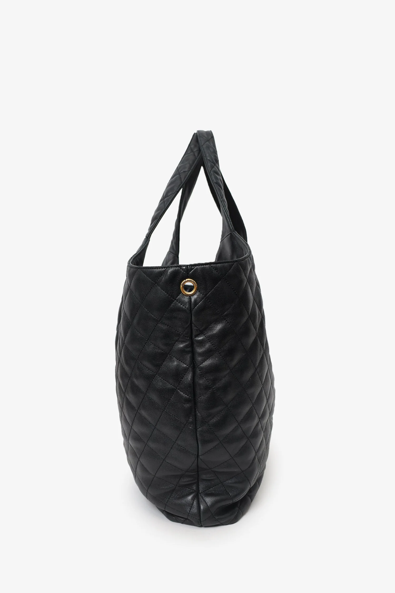 Saint Laurent Black Leather Quilted 'ICARE' Oversized Bag with Pouch - Image 5