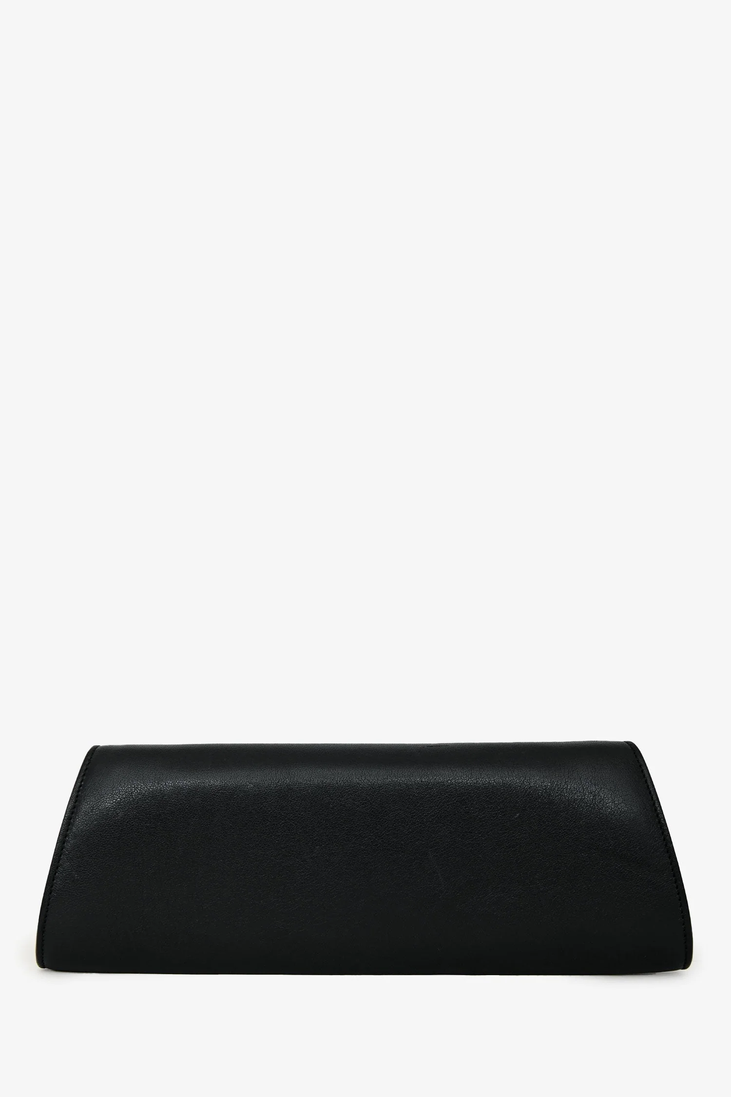 Saint Laurent Black Leather Silver Tone Safety Pin Clutch - Image 2