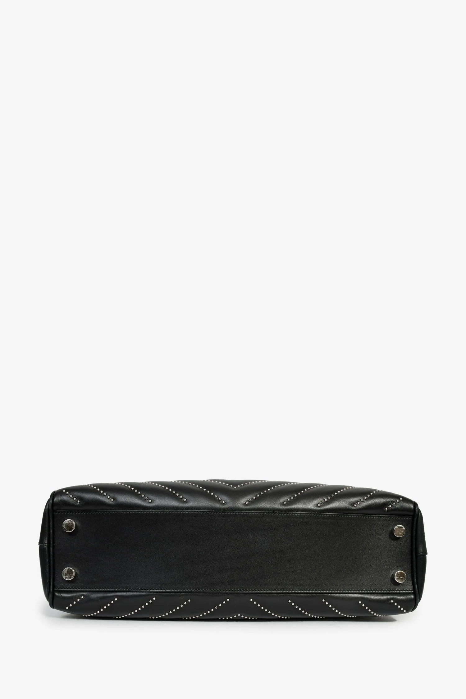 Saint Laurent Black Leather Studded Matelasse Chevron Leather Large Shopping Tote Bag - Image 5