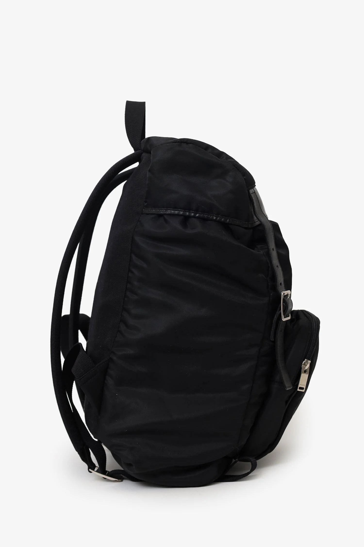 Saint Laurent Black Nylon/Leather Buckled Backpack - Image 2
