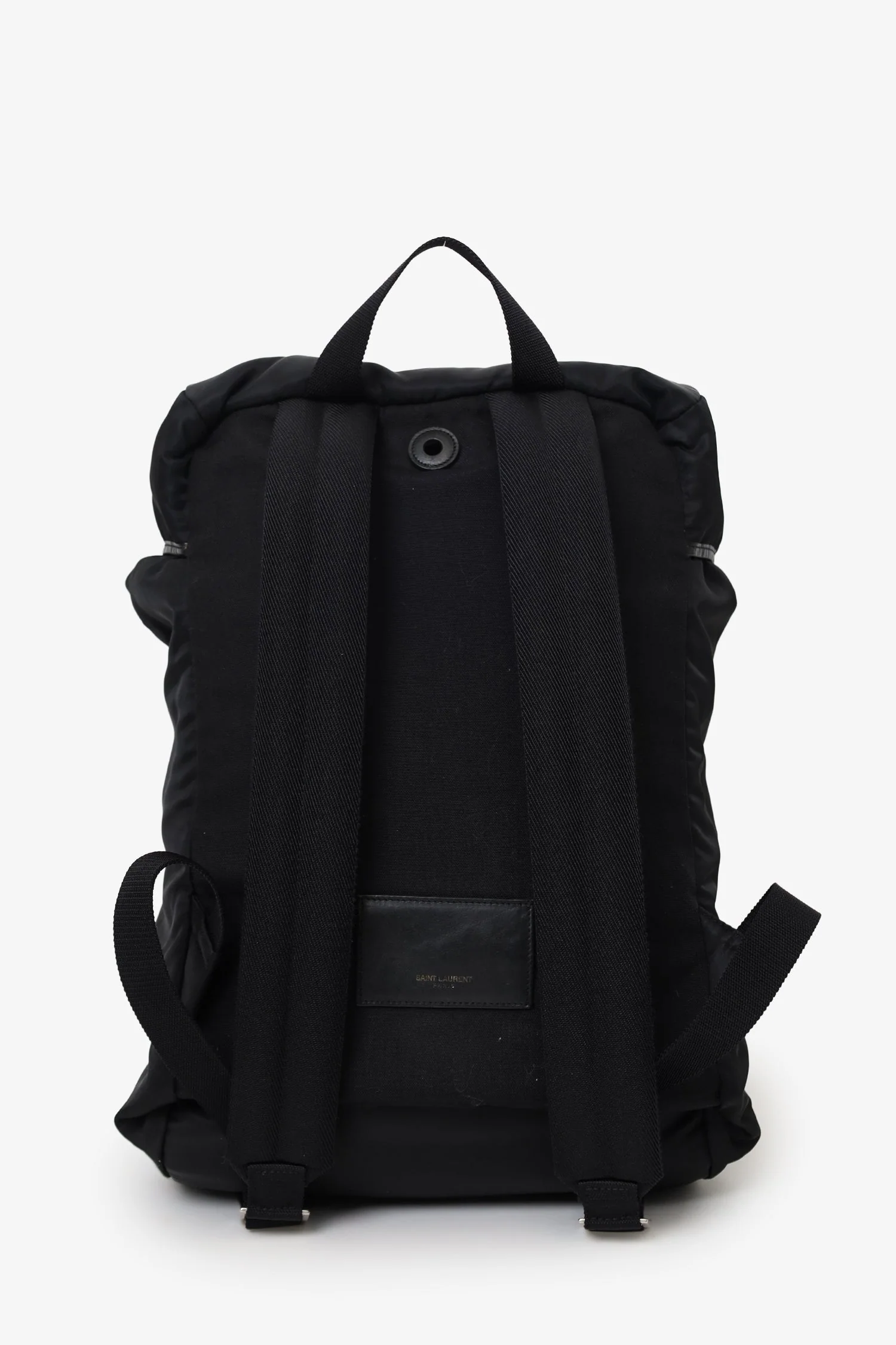 Saint Laurent Black Nylon/Leather Buckled Backpack - Image 3