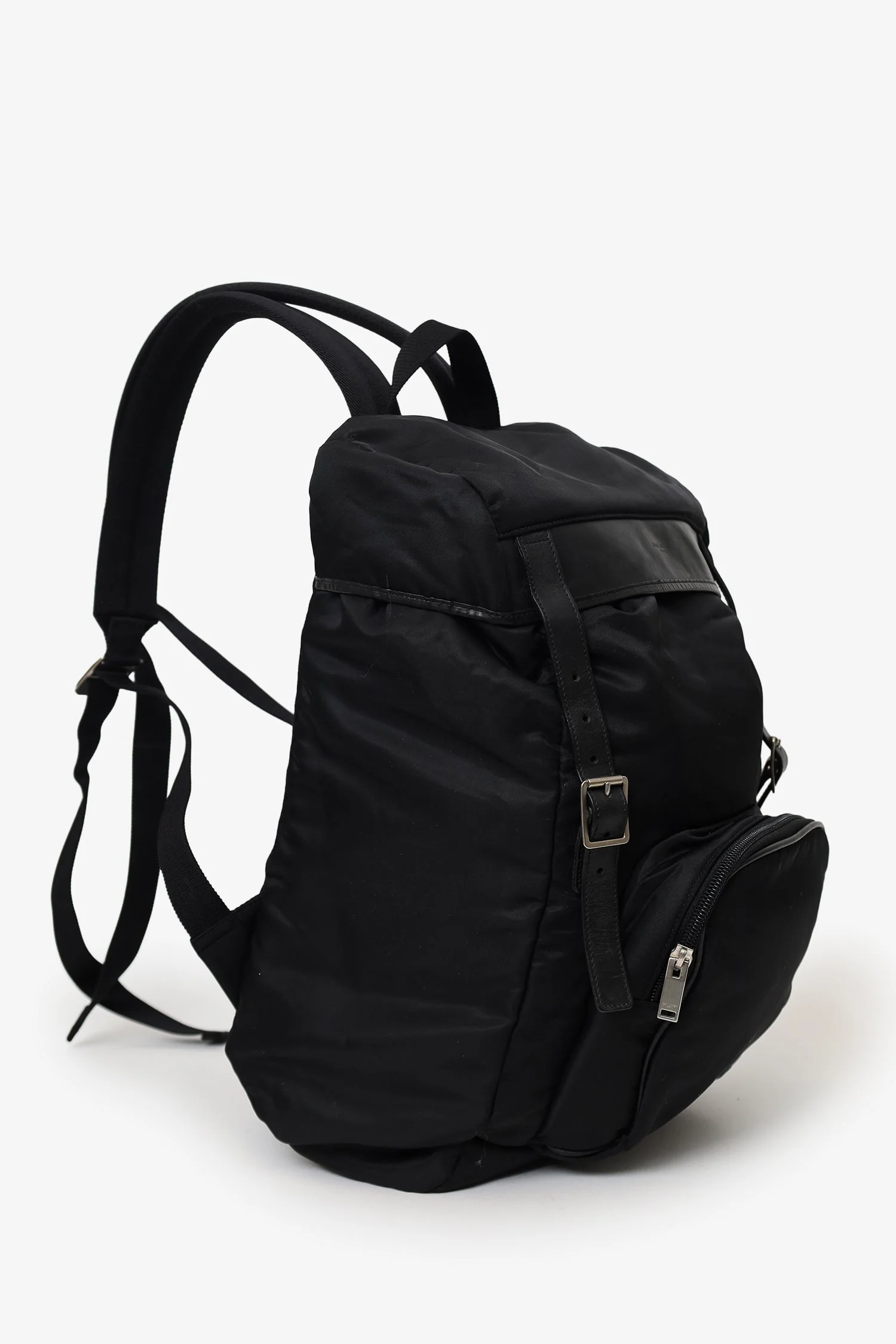 Saint Laurent Black Nylon/Leather Buckled Backpack - Image 5
