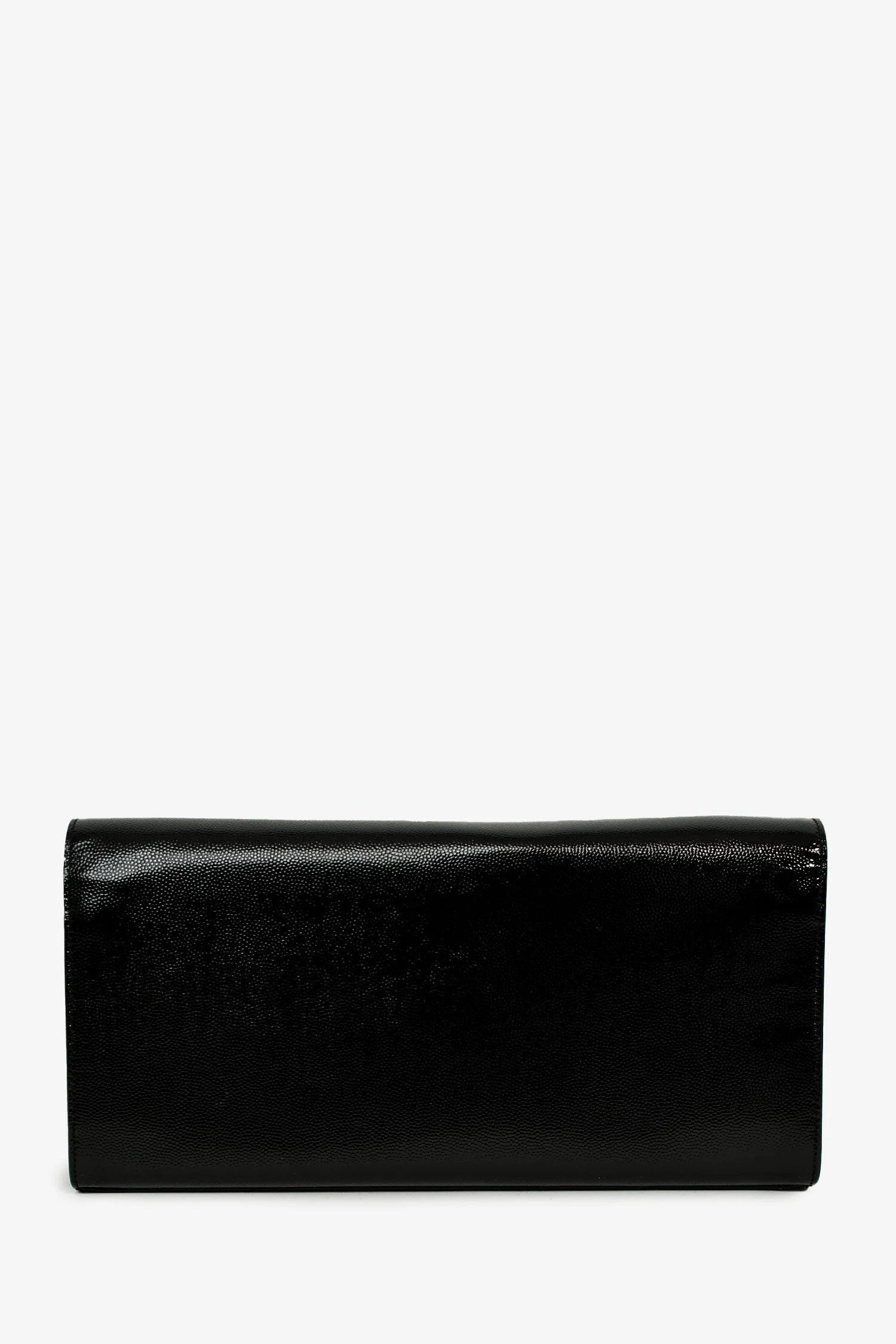 Saint Laurent Black Patent Grained Leather Cassandre Clutch - Image 2