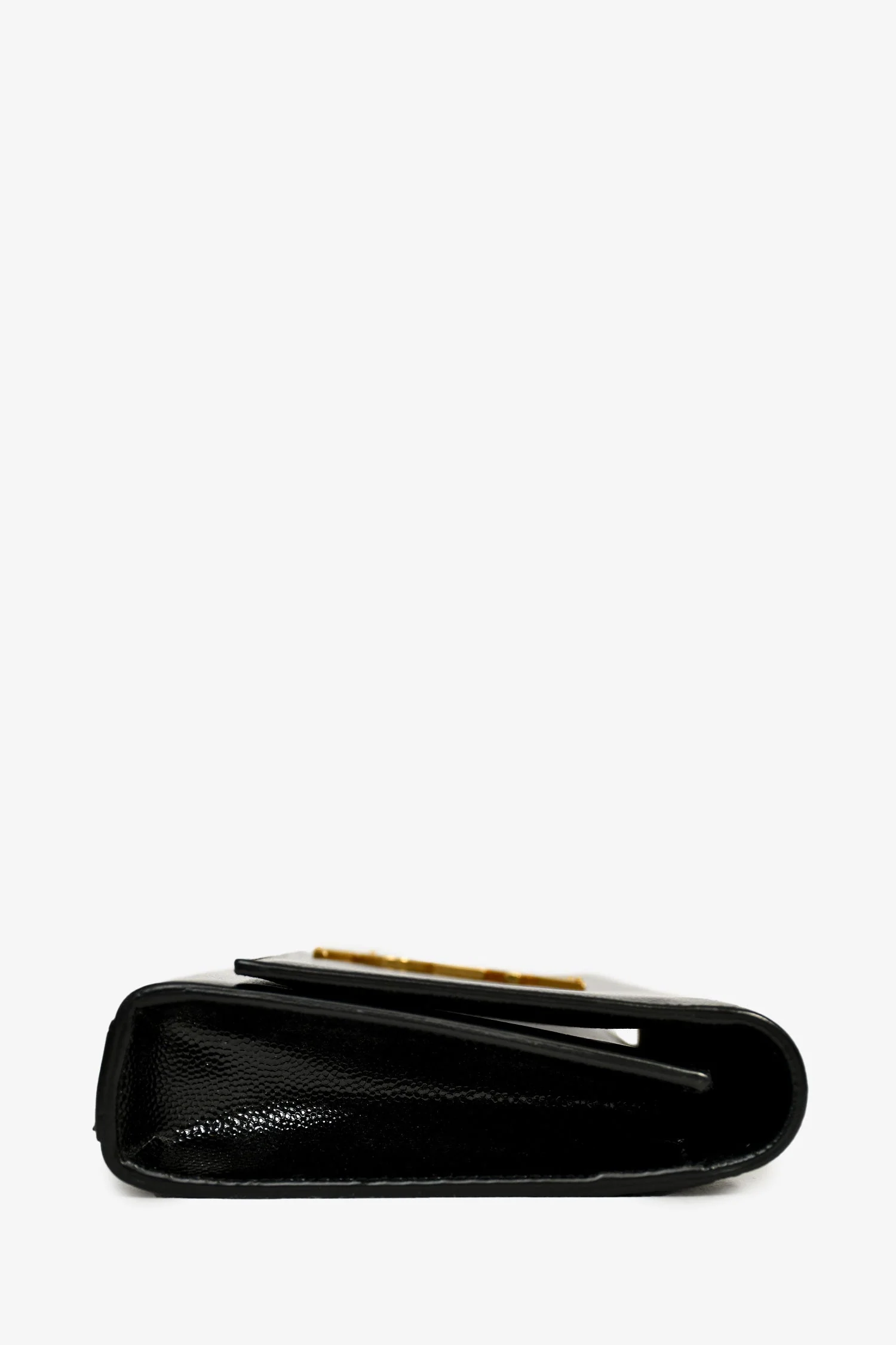 Saint Laurent Black Patent Grained Leather Cassandre Clutch - Image 3